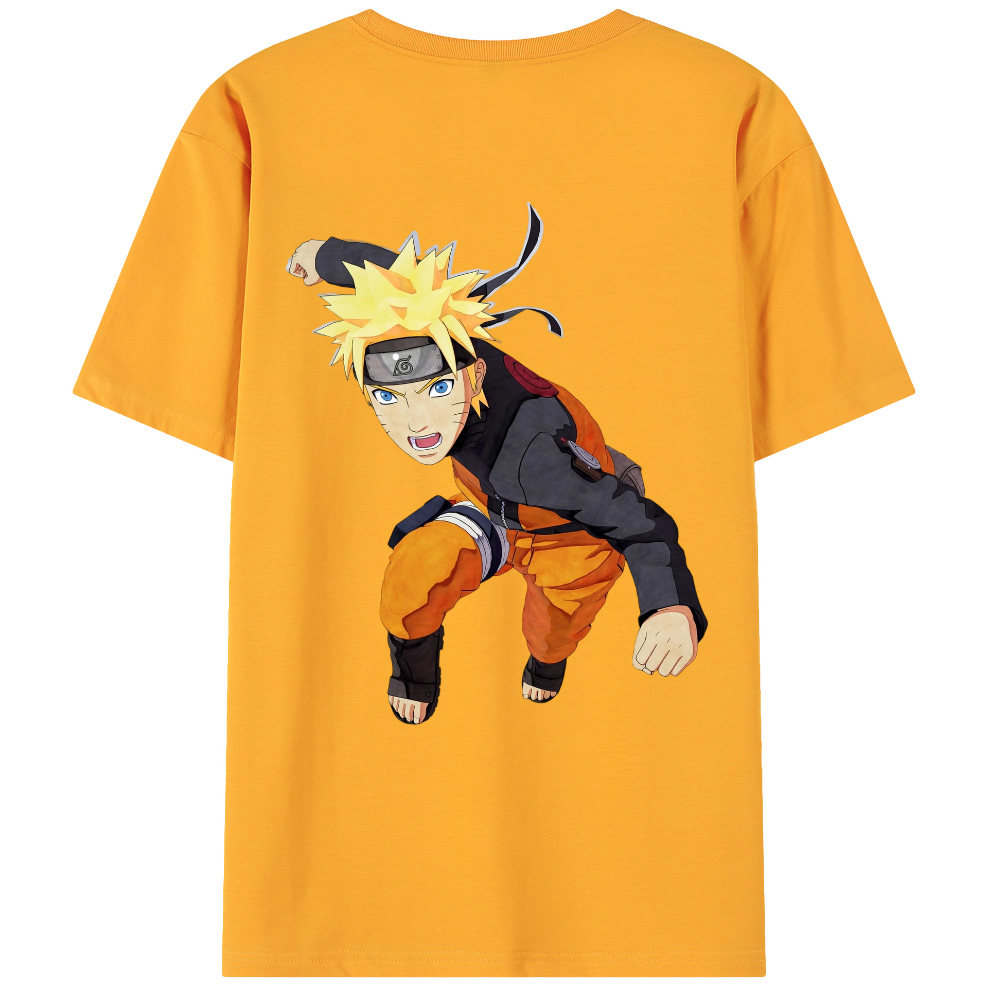 （画像用） NARUTO -ナルト- うずまき ナルト Uzumaki Naruto 綿100％ メンズ半袖Tシャツ（バックプリント） 通気性