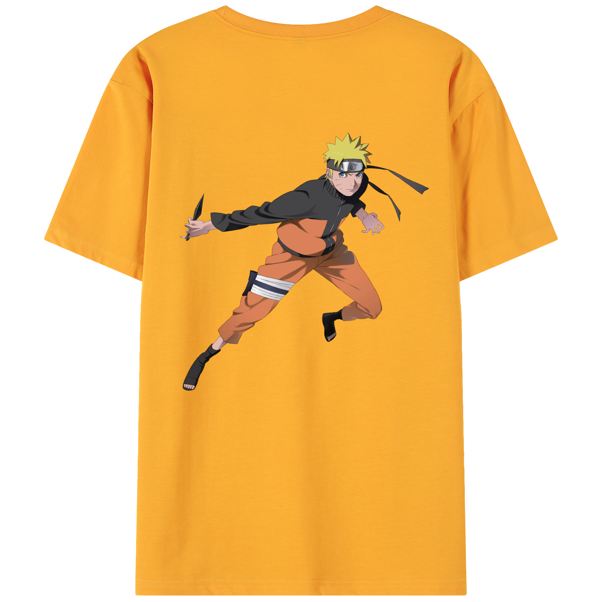 （画像用） NARUTO -ナルト- うずまき ナルト Uzumaki Naruto 綿100％ メンズ半袖Tシャツ（バックプリント） 通気性