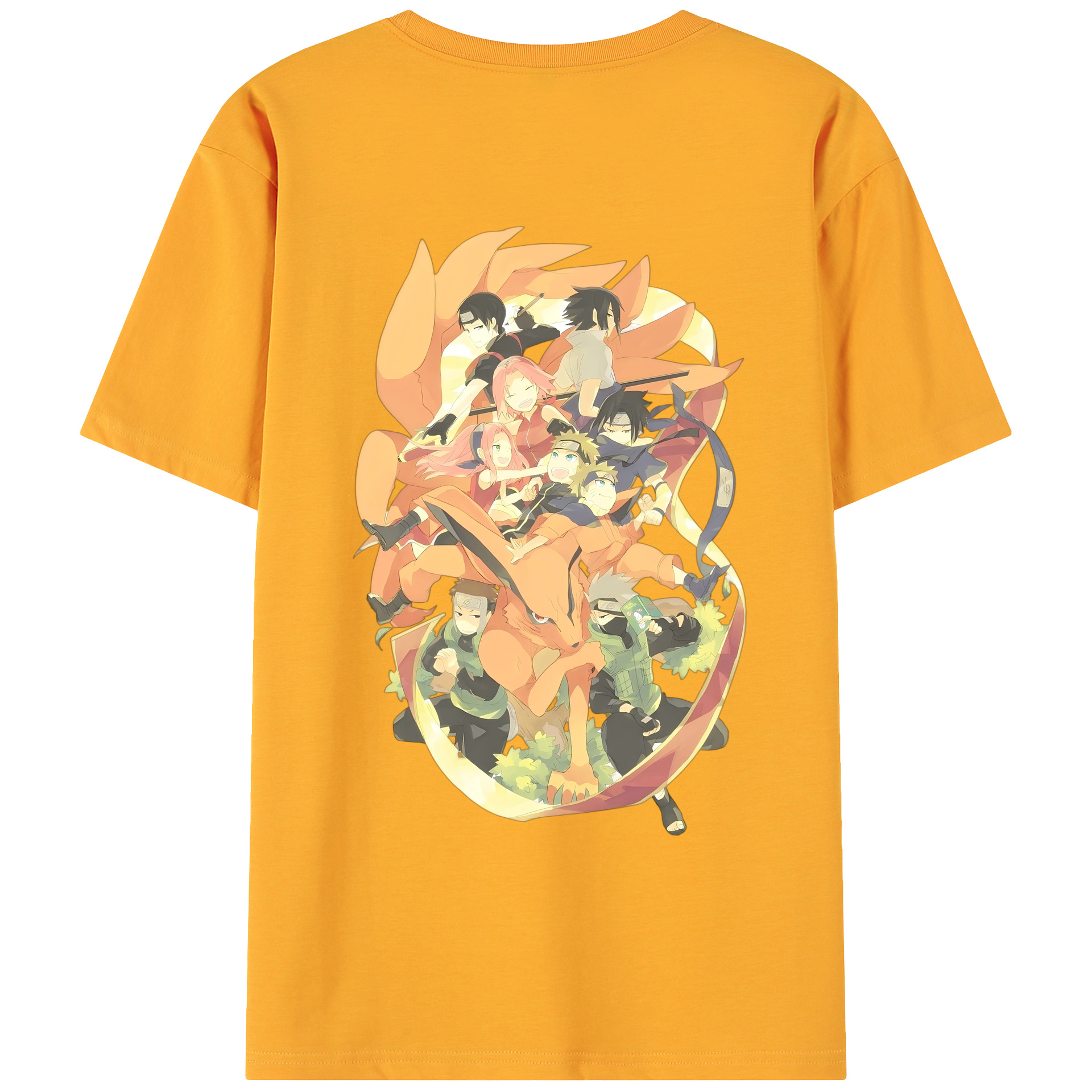 （画像用） NARUTO -ナルト- うずまき ナルト Uzumaki Naruto 綿100％ メンズ半袖Tシャツ（バックプリント） 通気性