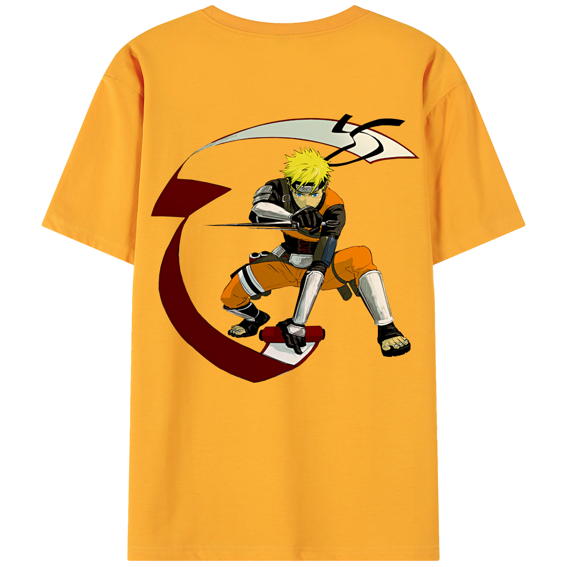 （画像用） NARUTO -ナルト- うずまき ナルト Uzumaki Naruto 綿100％ メンズ半袖Tシャツ（バックプリント） 通気性