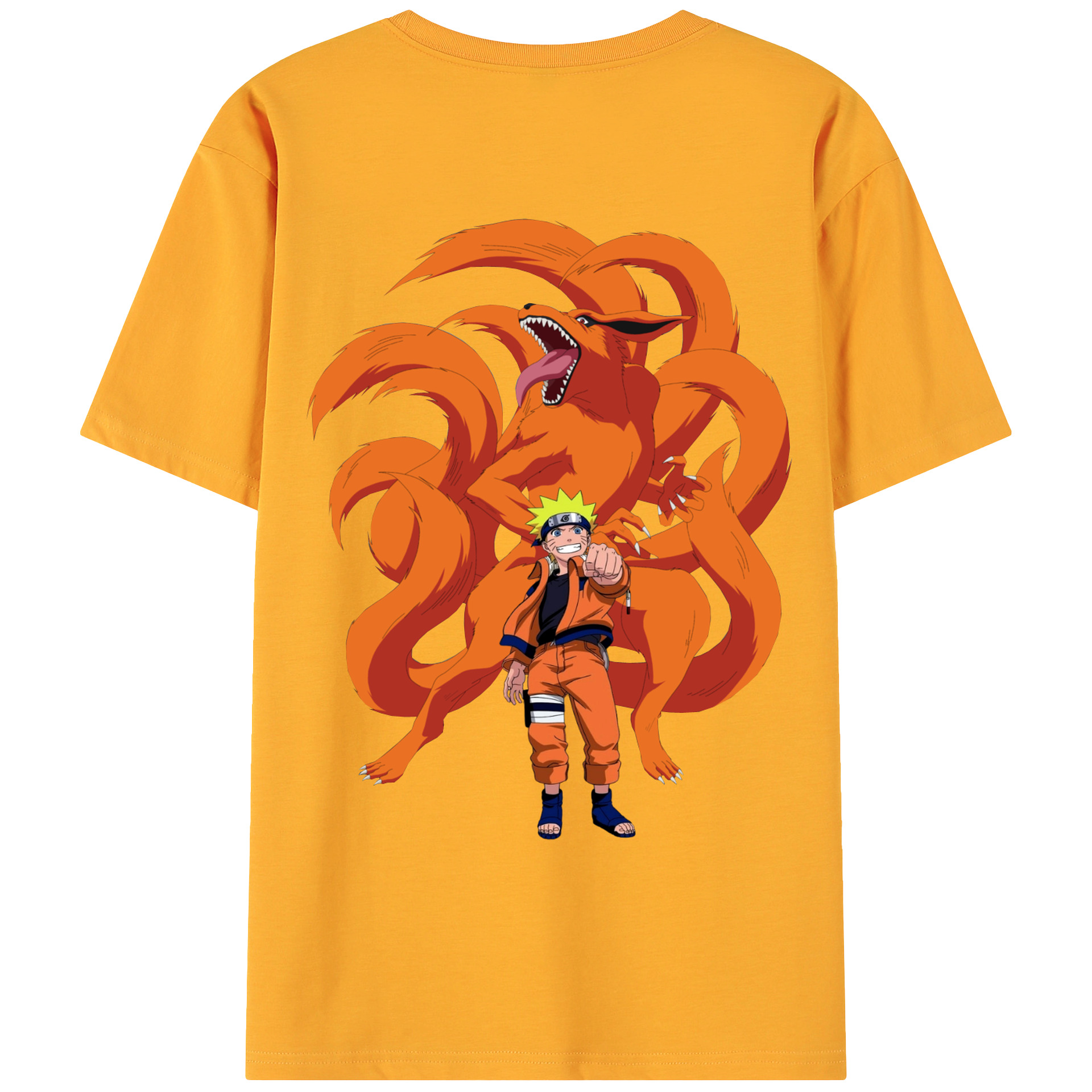 （画像用） NARUTO -ナルト- うずまき ナルト Uzumaki Naruto 綿100％ メンズ半袖Tシャツ（バックプリント） 通気性