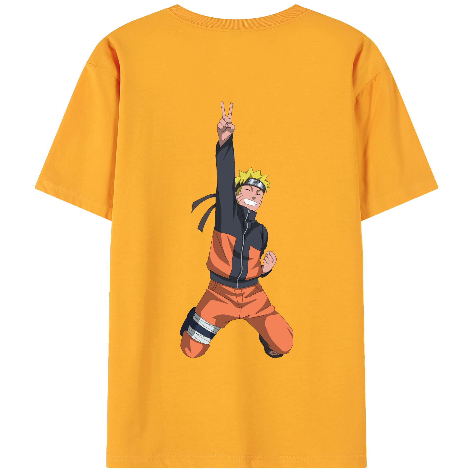 （画像用） NARUTO -ナルト- うずまき ナルト Uzumaki Naruto 綿100％ メンズ半袖Tシャツ（バックプリント） 通気性