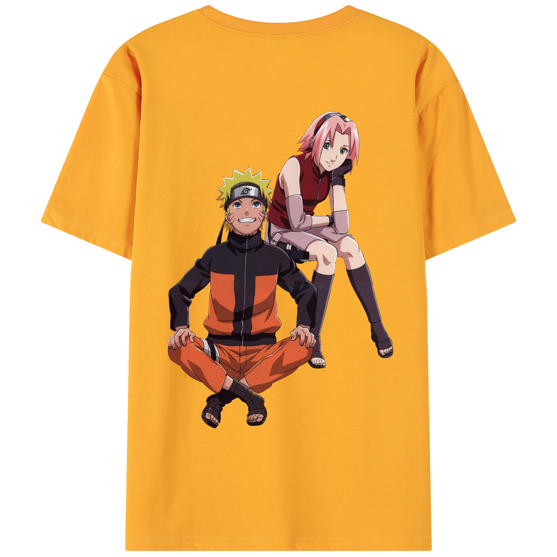 （画像用） NARUTO -ナルト- うずまき ナルト Uzumaki Naruto 綿100％ メンズ半袖Tシャツ（バックプリント） 通気性