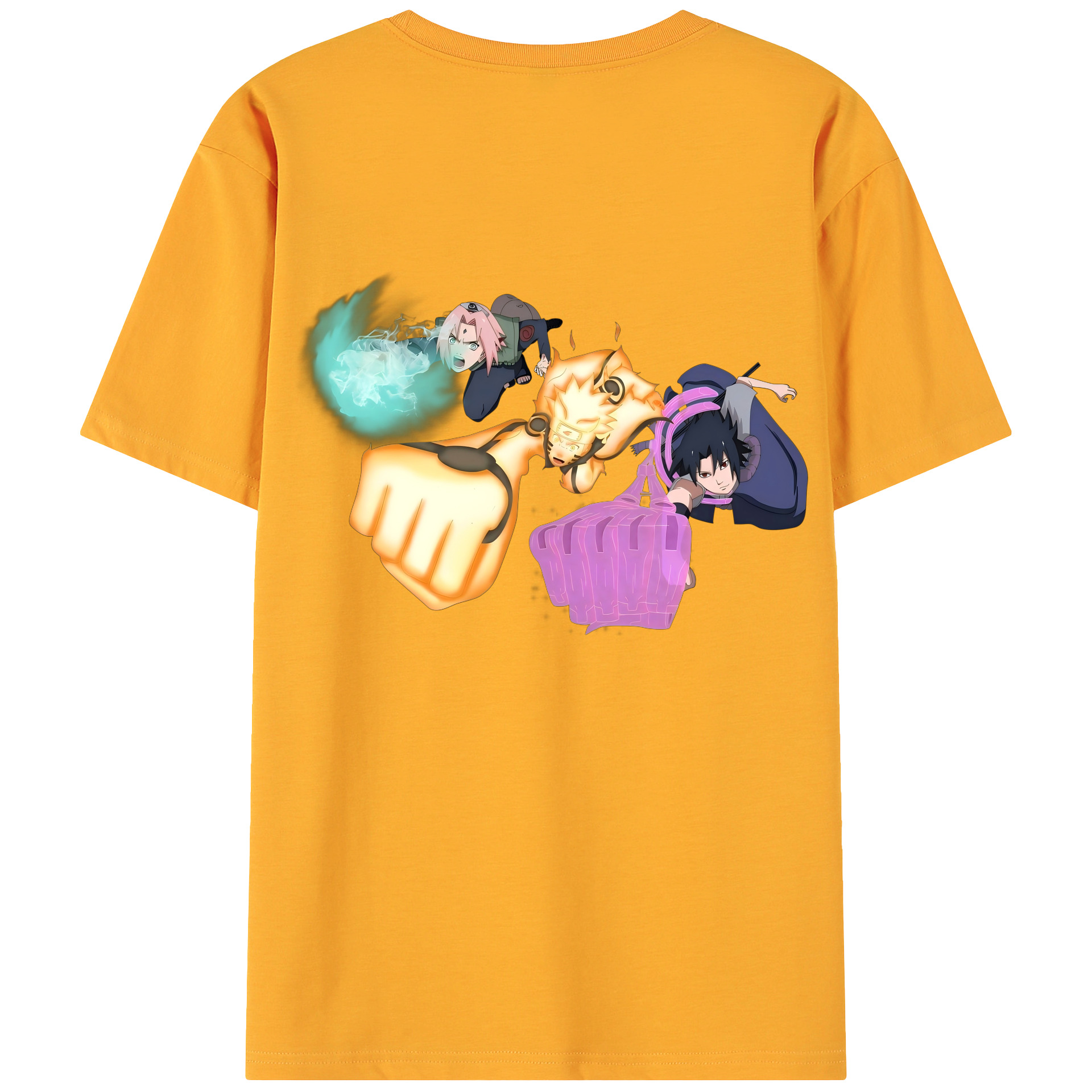 （画像用） NARUTO -ナルト- うずまき ナルト Uzumaki Naruto 綿100％ メンズ半袖Tシャツ（バックプリント） 通気性