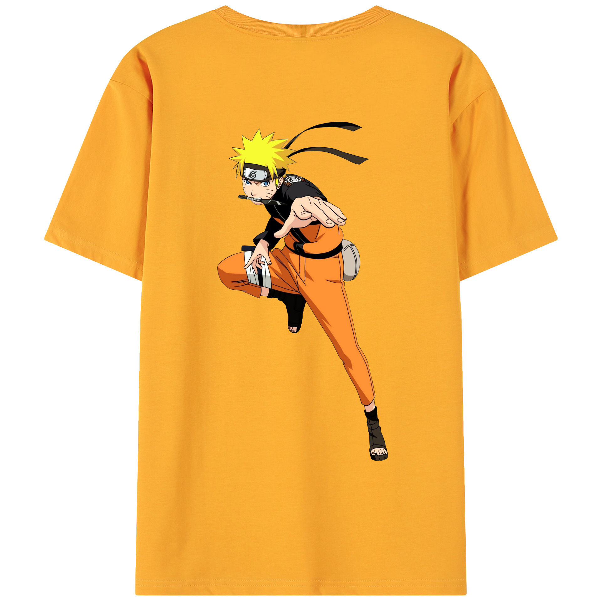 （画像用） NARUTO -ナルト- うずまき ナルト Uzumaki Naruto 綿100％ メンズ半袖Tシャツ（バックプリント） 通気性
