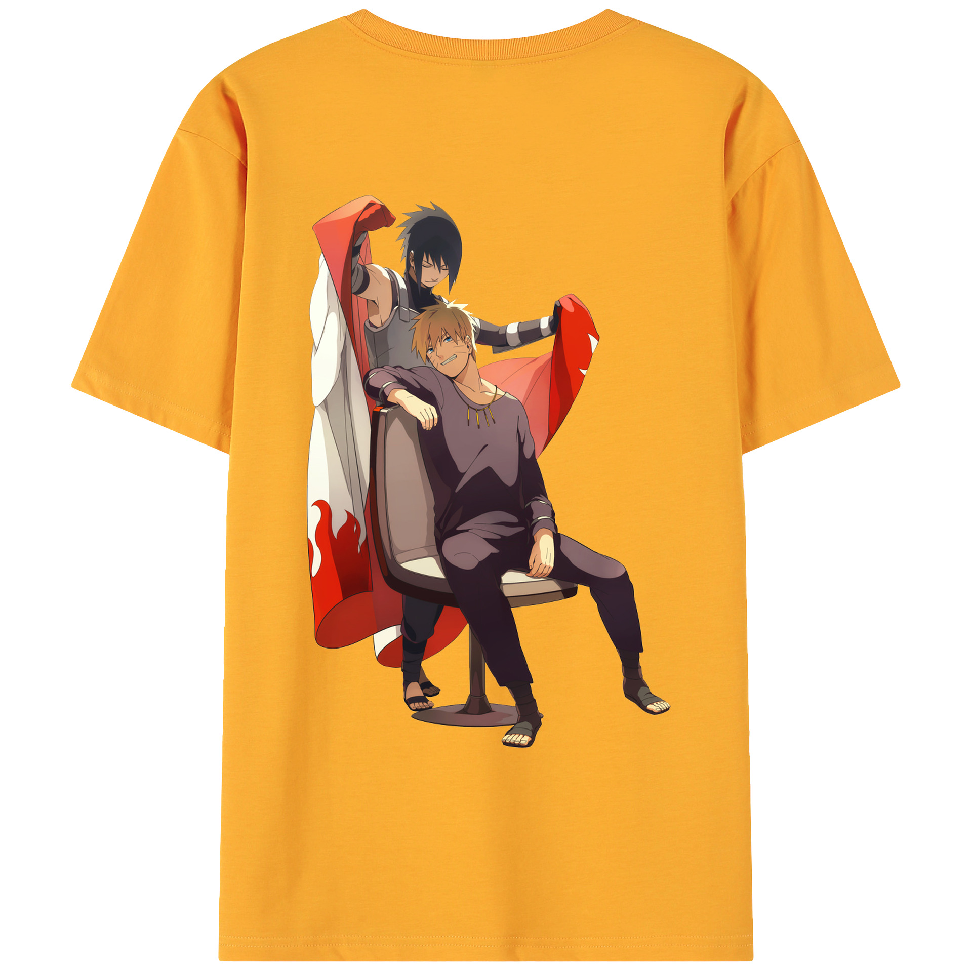 （画像用） NARUTO -ナルト- うずまき ナルト Uzumaki Naruto 綿100％ メンズ半袖Tシャツ（バックプリント） 通気性