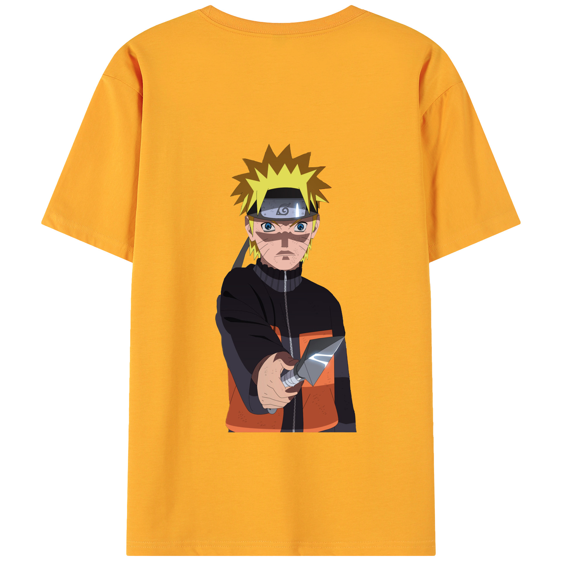 （画像用） NARUTO -ナルト- うずまき ナルト Uzumaki Naruto 綿100％ メンズ半袖Tシャツ（バックプリント） 通気性