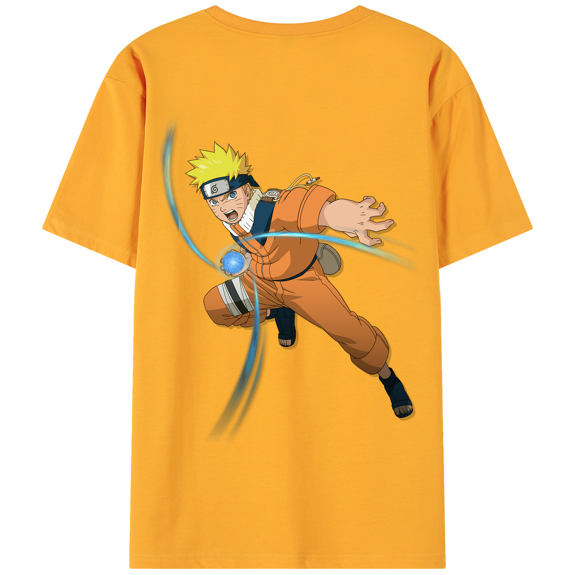 （画像用） NARUTO -ナルト- うずまき ナルト Uzumaki Naruto 綿100％ メンズ半袖Tシャツ（バックプリント） 通気性