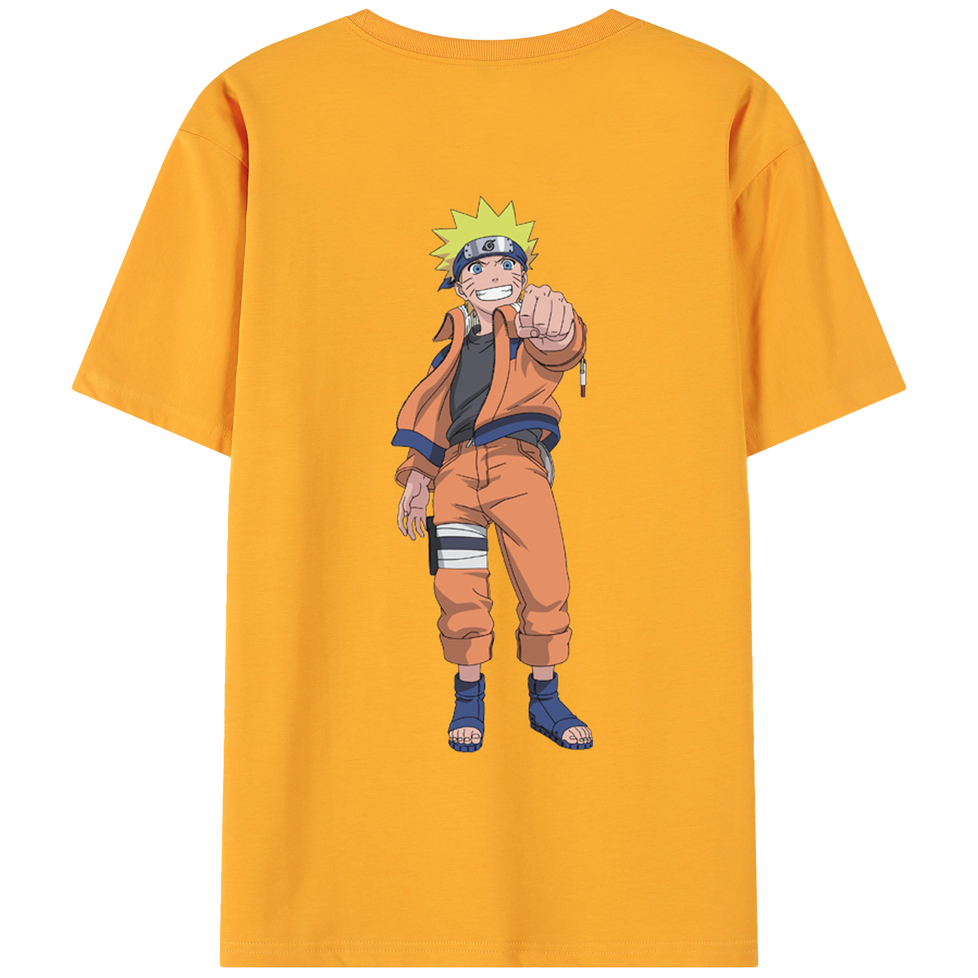 （画像用） NARUTO -ナルト- うずまき ナルト Uzumaki Naruto 綿100％ メンズ半袖Tシャツ（バックプリント） 通気性