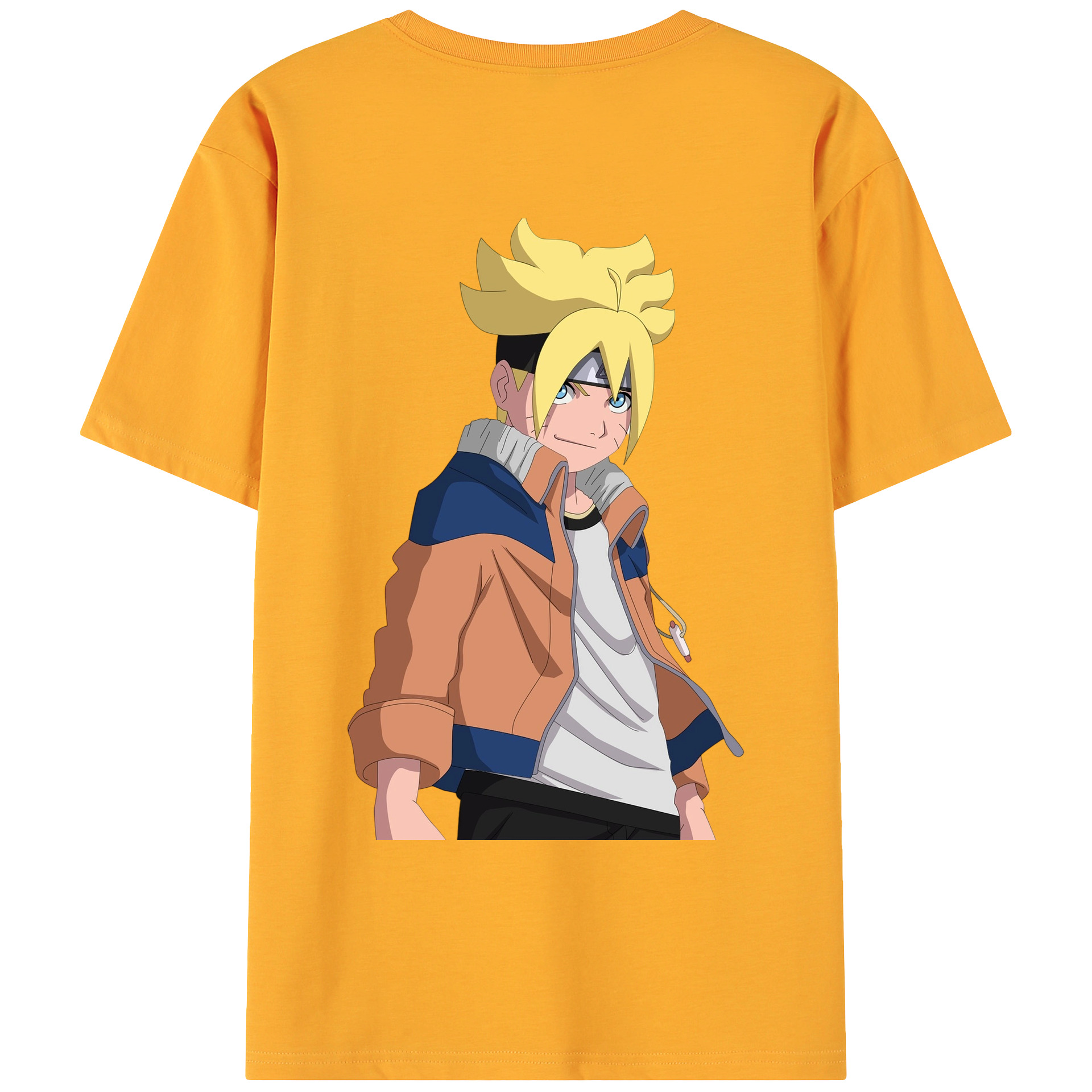 （画像用） NARUTO -ナルト- うずまき ナルト Uzumaki Naruto 綿100％ メンズ半袖Tシャツ（バックプリント） 通気性