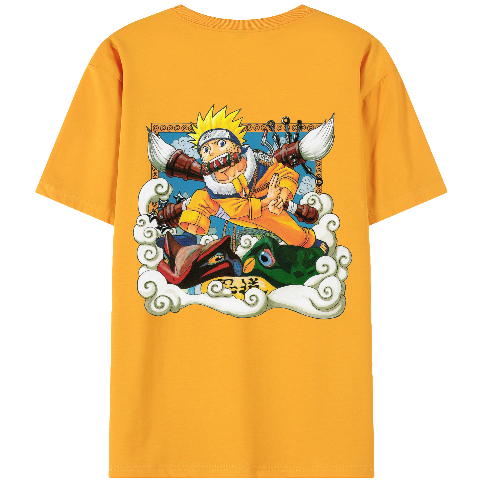 （画像用） NARUTO -ナルト- うずまき ナルト Uzumaki Naruto 綿100％ メンズ半袖Tシャツ（バックプリント） 通気性