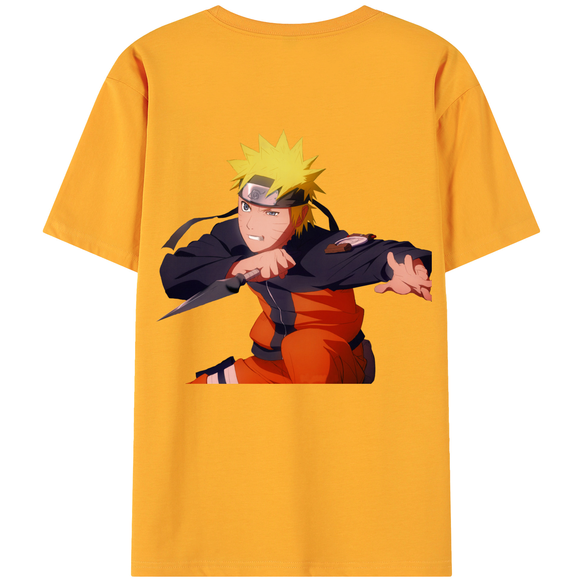 （画像用） NARUTO -ナルト- うずまき ナルト Uzumaki Naruto 綿100％ メンズ半袖Tシャツ（バックプリント） 通気性
