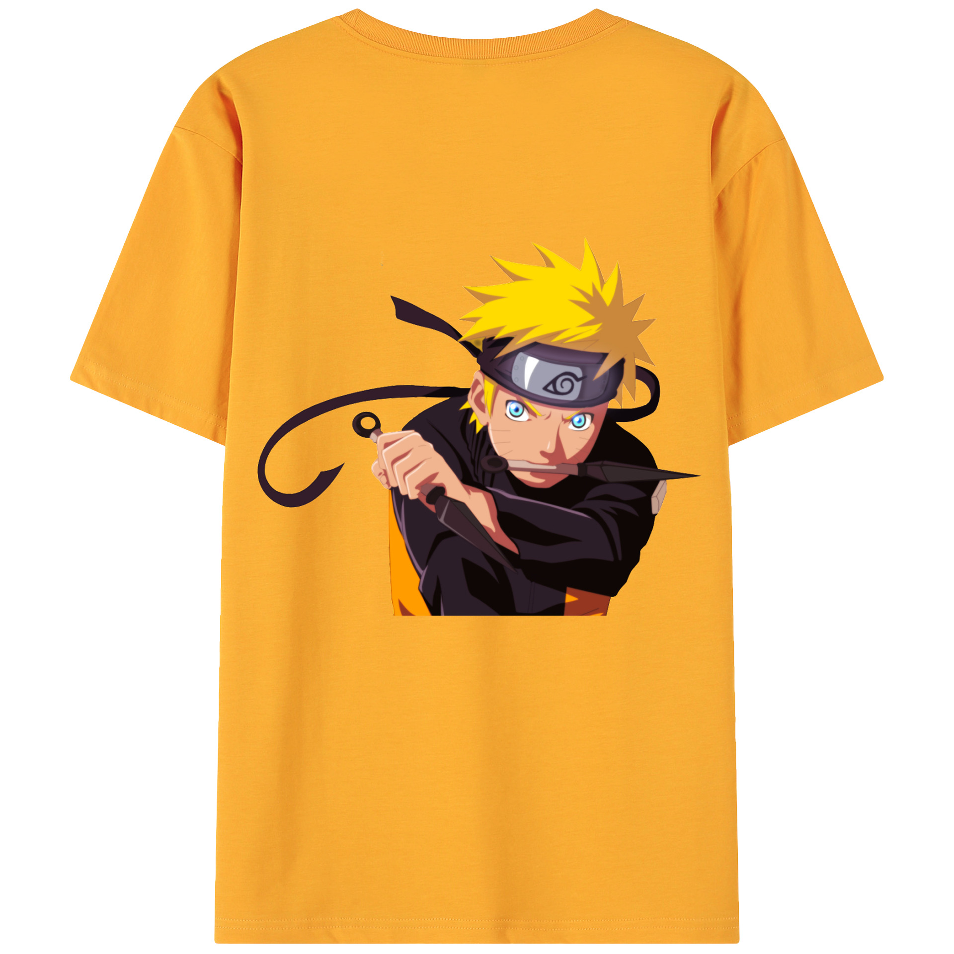 （画像用） NARUTO -ナルト- うずまき ナルト Uzumaki Naruto 綿100％ メンズ半袖Tシャツ（バックプリント） 通気性