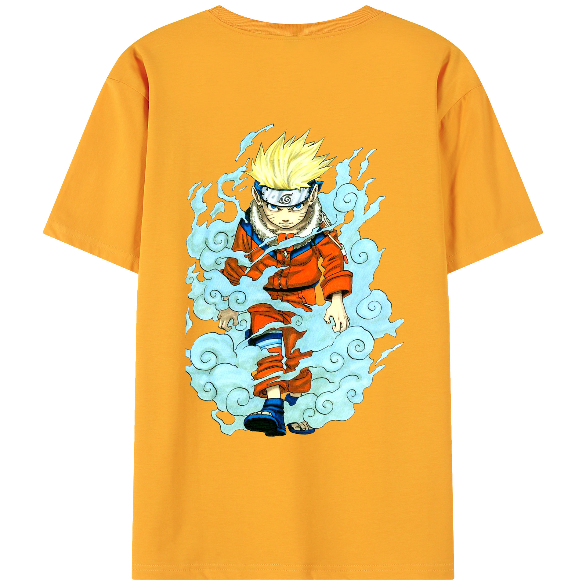 （画像用） NARUTO -ナルト- うずまき ナルト Uzumaki Naruto 綿100％ メンズ半袖Tシャツ（バックプリント） 通気性