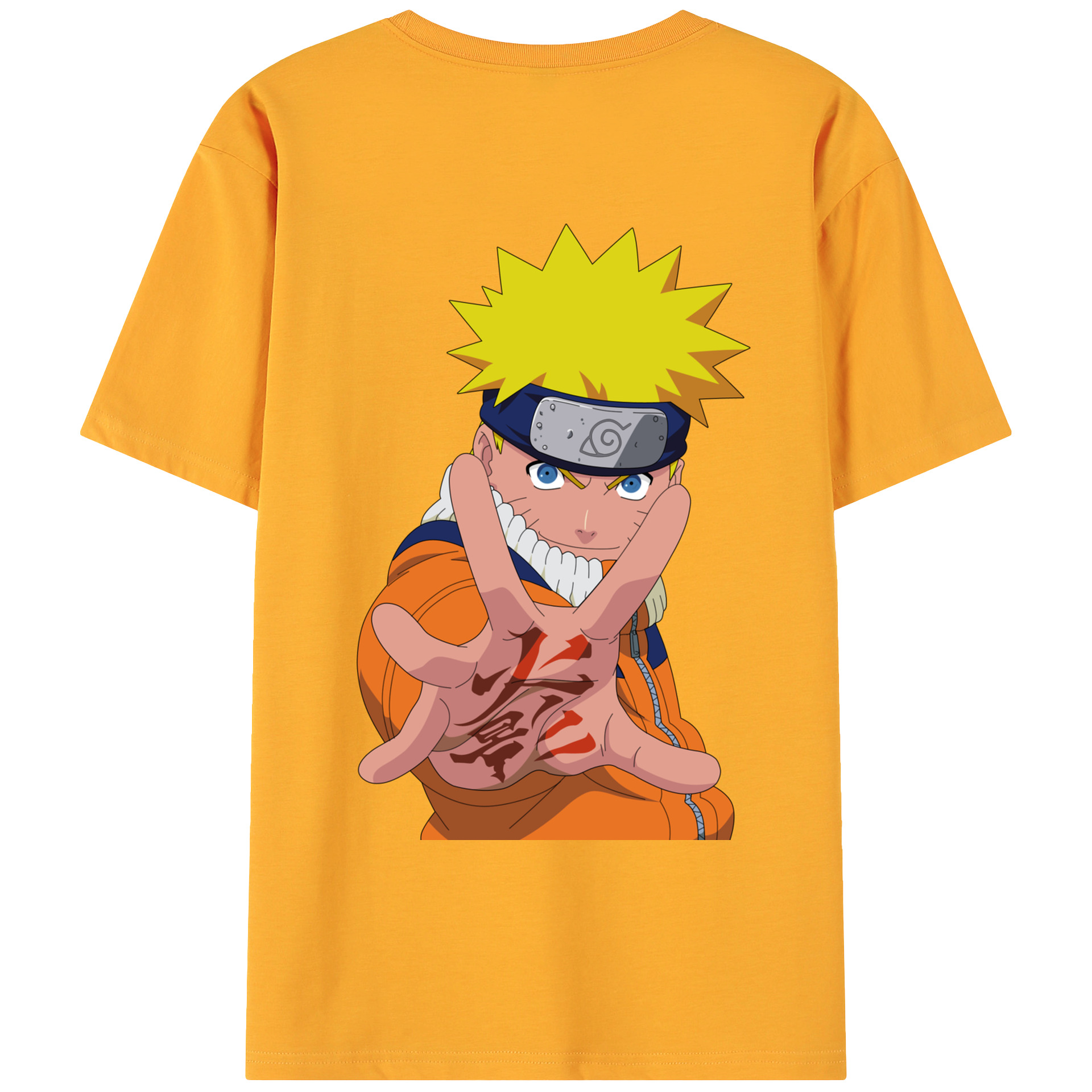 （画像用） NARUTO -ナルト- うずまき ナルト Uzumaki Naruto 綿100％ メンズ半袖Tシャツ（バックプリント） 通気性