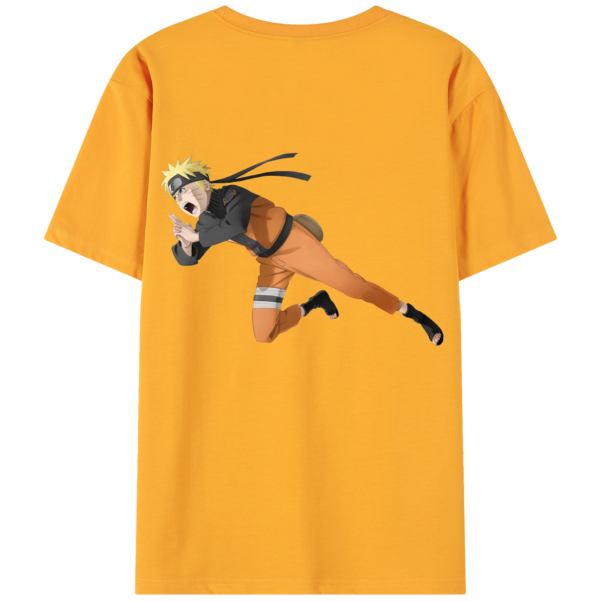 （画像用） NARUTO -ナルト- うずまき ナルト Uzumaki Naruto 綿100％ メンズ半袖Tシャツ（バックプリント） 通気性