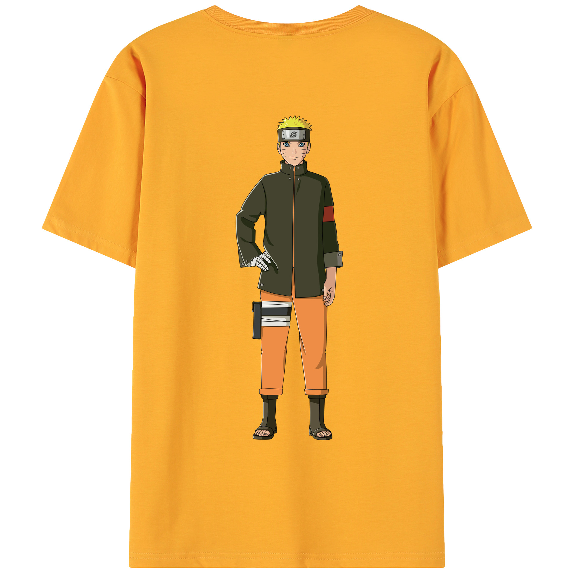 （画像用） NARUTO -ナルト- うずまき ナルト Uzumaki Naruto 綿100％ メンズ半袖Tシャツ（バックプリント） 通気性