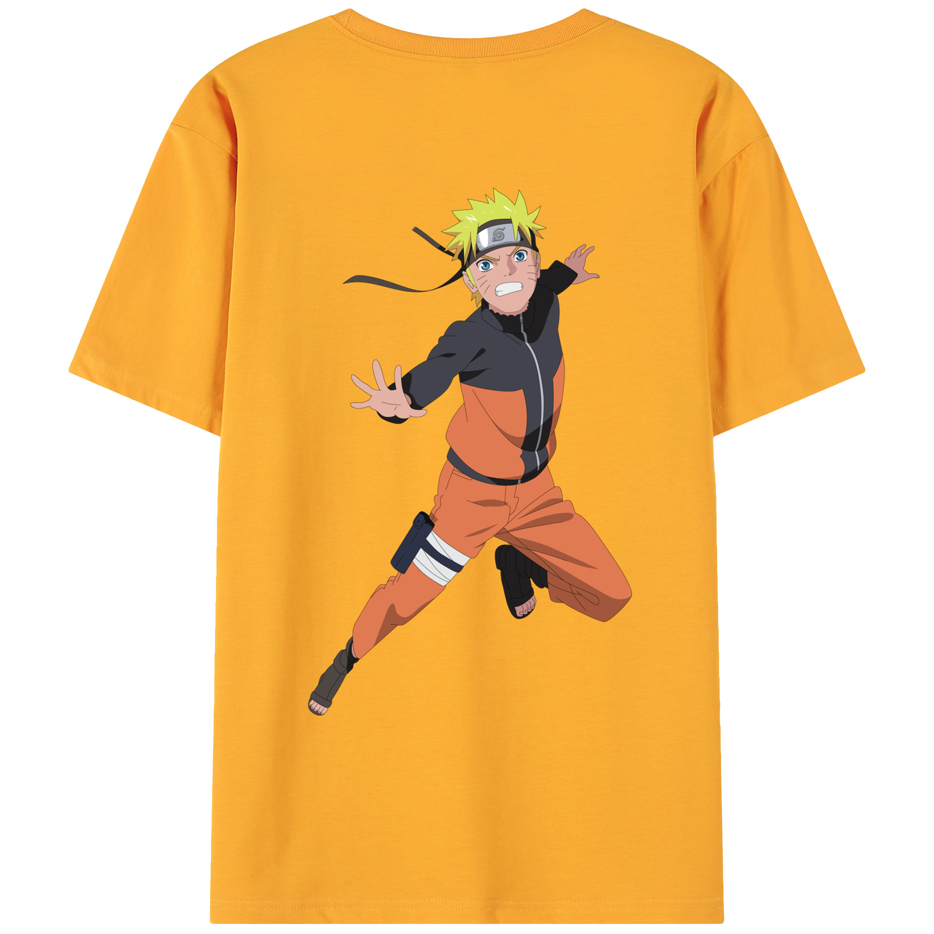 （画像用） NARUTO -ナルト- うずまき ナルト Uzumaki Naruto 綿100％ メンズ半袖Tシャツ（バックプリント） 通気性