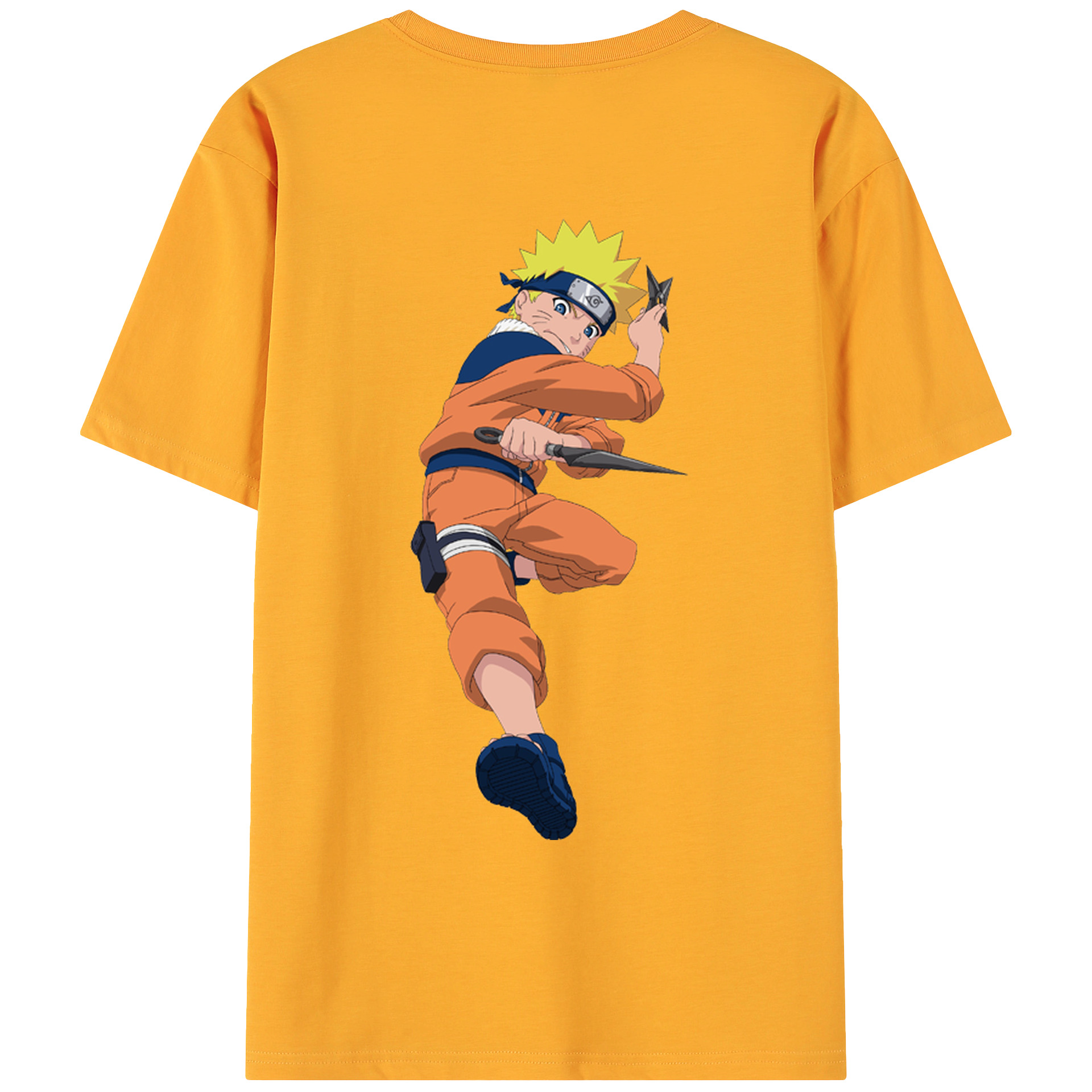 （画像用） NARUTO -ナルト- うずまき ナルト Uzumaki Naruto 綿100％ メンズ半袖Tシャツ（バックプリント） 通気性