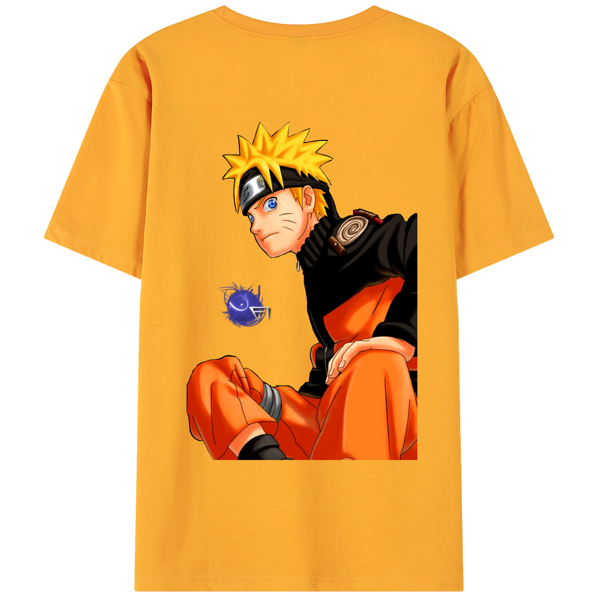 （画像用） NARUTO -ナルト- うずまき ナルト Uzumaki Naruto 綿100％ メンズ半袖Tシャツ（バックプリント） 通気性
