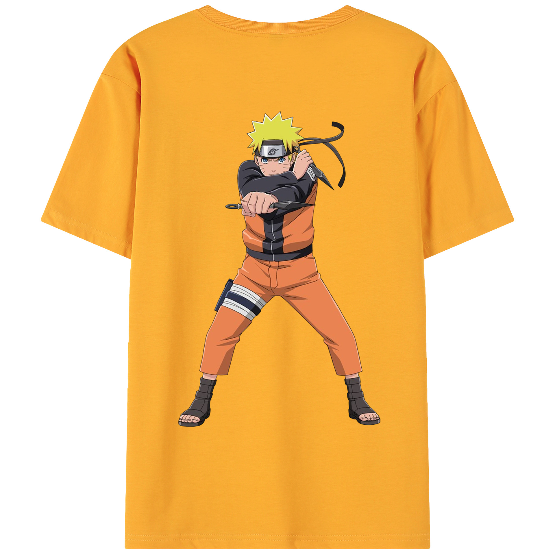 （画像用） NARUTO -ナルト- うずまき ナルト Uzumaki Naruto 綿100％ メンズ半袖Tシャツ（バックプリント） 通気性