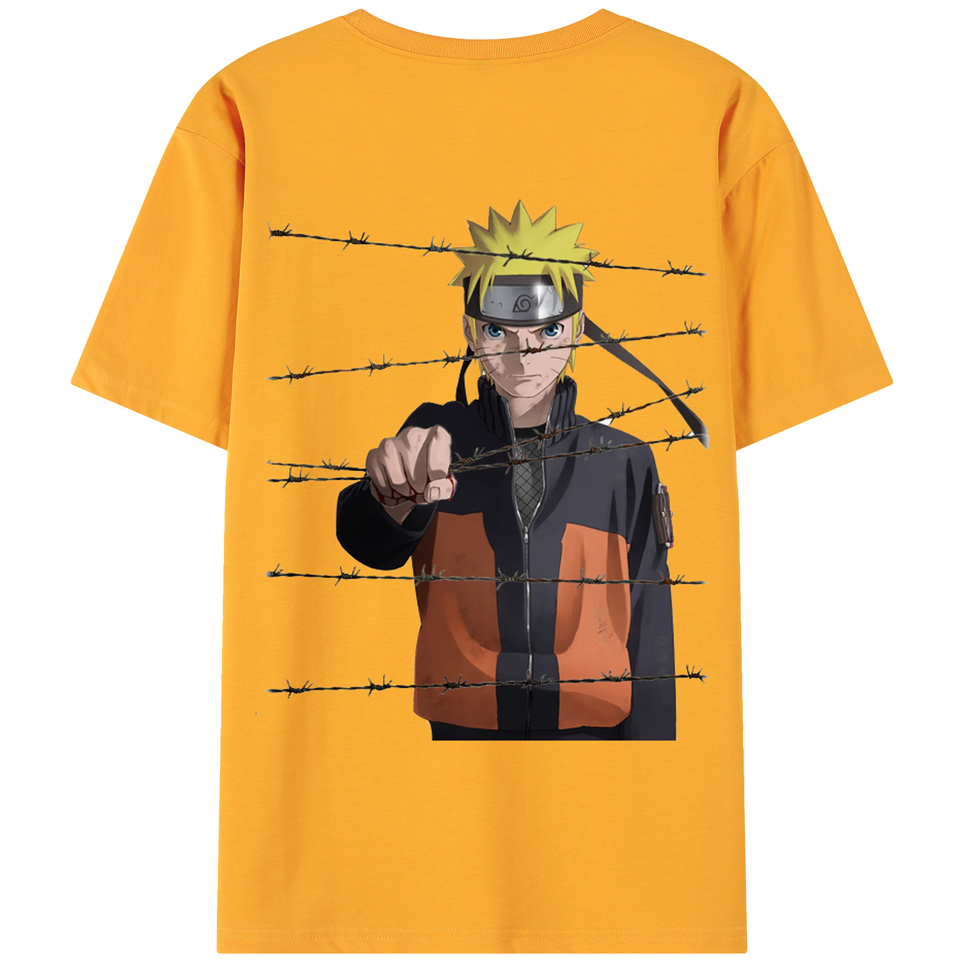 （画像用） NARUTO -ナルト- うずまき ナルト Uzumaki Naruto 綿100％ メンズ半袖Tシャツ（バックプリント） 通気性
