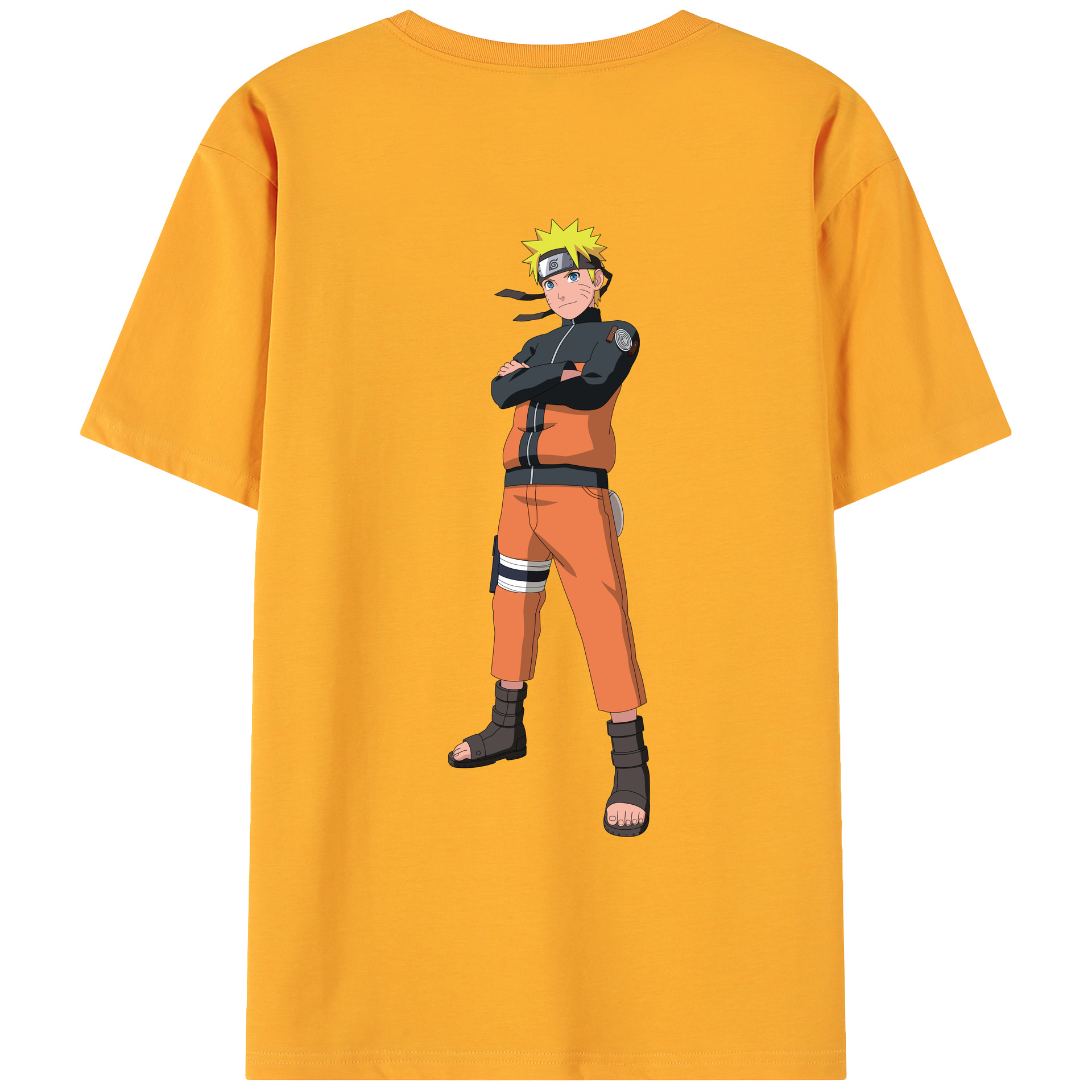 （画像用） NARUTO -ナルト- うずまき ナルト Uzumaki Naruto 綿100％ メンズ半袖Tシャツ（バックプリント） 通気性