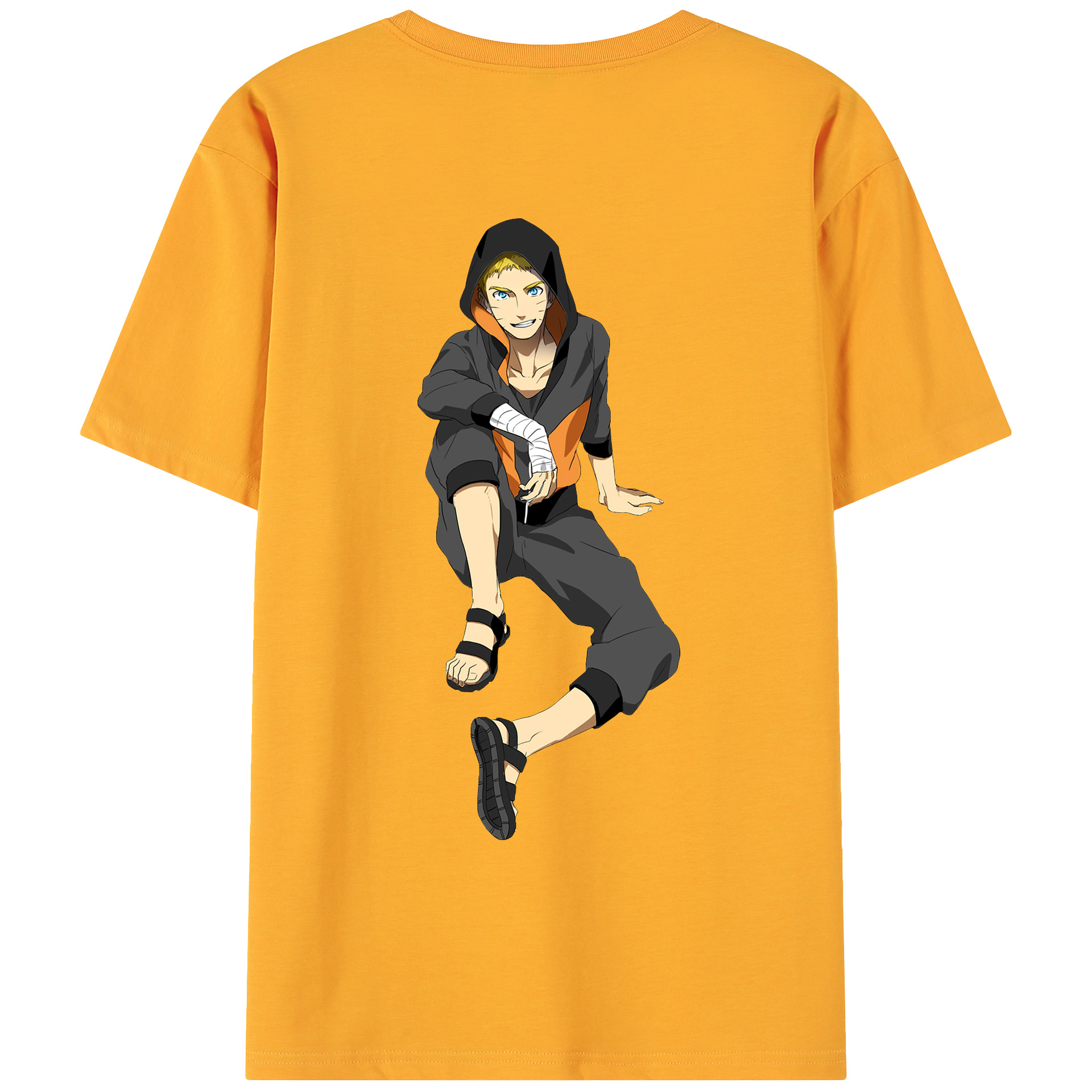 （画像用） NARUTO -ナルト- うずまき ナルト Uzumaki Naruto 綿100％ メンズ半袖Tシャツ（バックプリント） 通気性