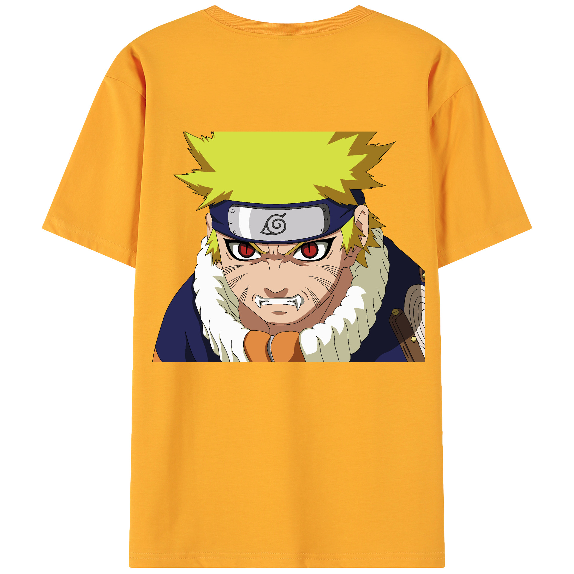 （画像用） NARUTO -ナルト- うずまき ナルト Uzumaki Naruto 綿100％ メンズ半袖Tシャツ（バックプリント） 通気性