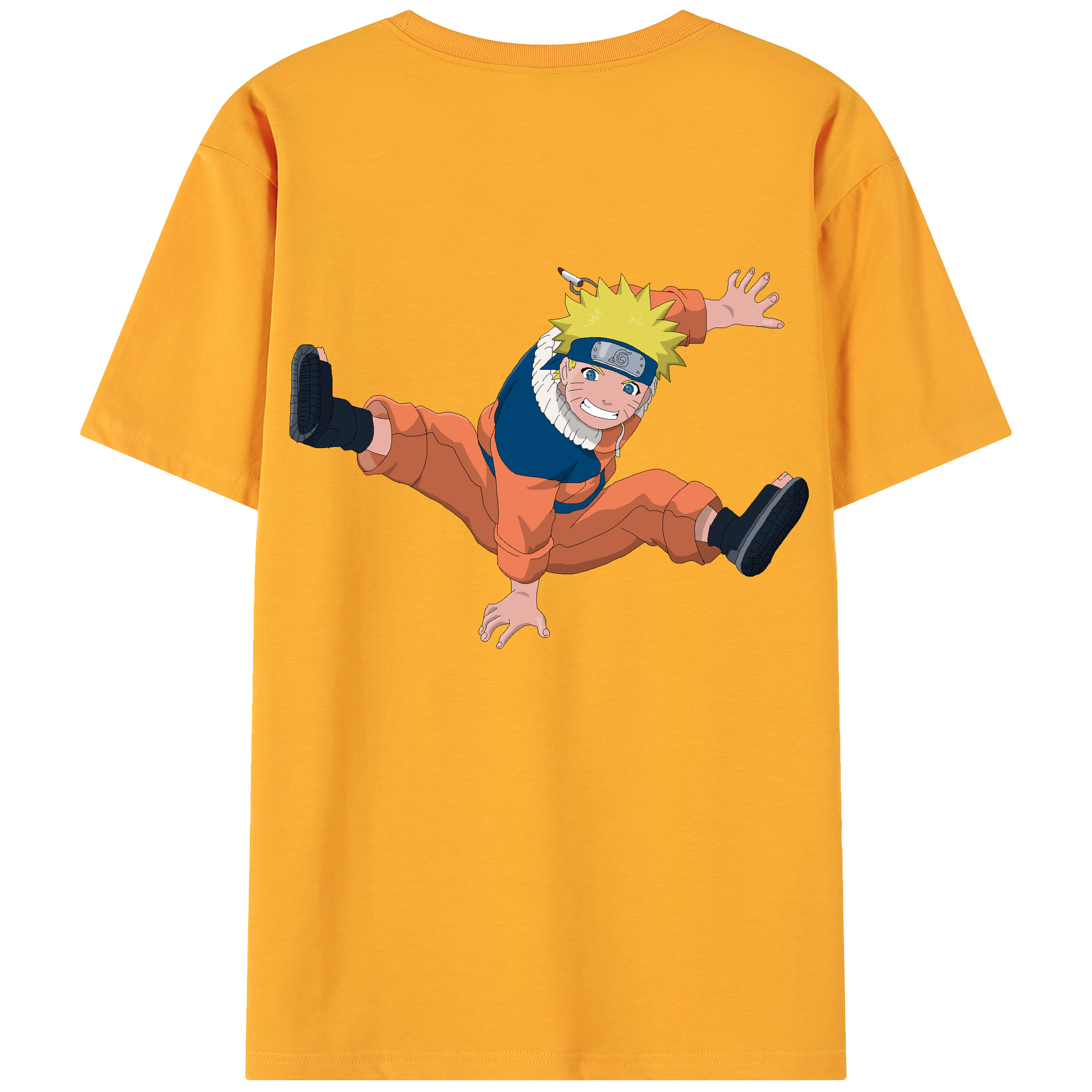（画像用） NARUTO -ナルト- うずまき ナルト Uzumaki Naruto 綿100％ メンズ半袖Tシャツ（バックプリント） 通気性