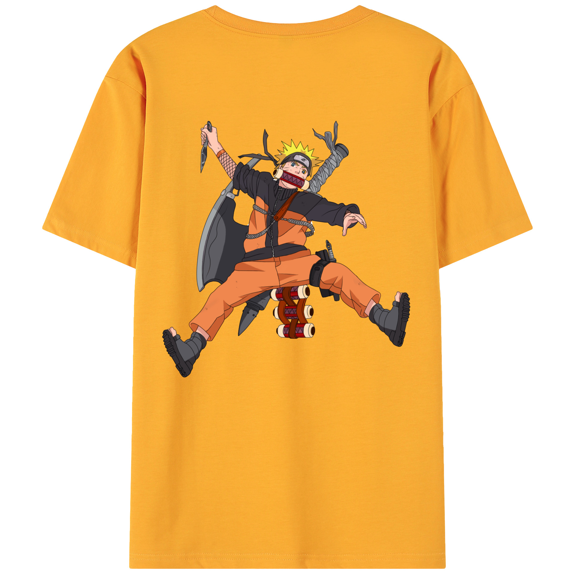 （画像用） NARUTO -ナルト- うずまき ナルト Uzumaki Naruto 綿100％ メンズ半袖Tシャツ（バックプリント） 通気性