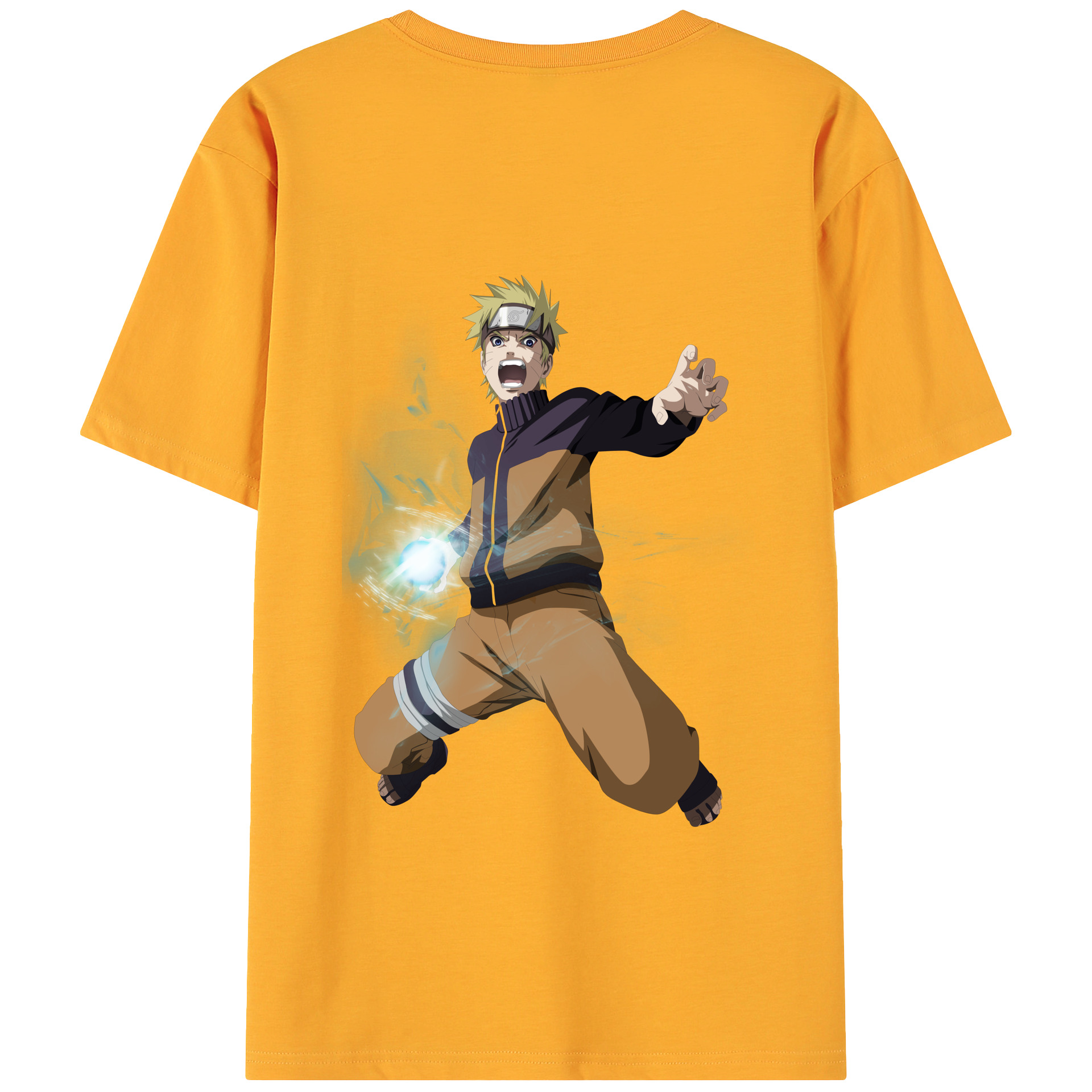 （画像用） NARUTO -ナルト- うずまき ナルト Uzumaki Naruto 綿100％ メンズ半袖Tシャツ（バックプリント） 通気性
