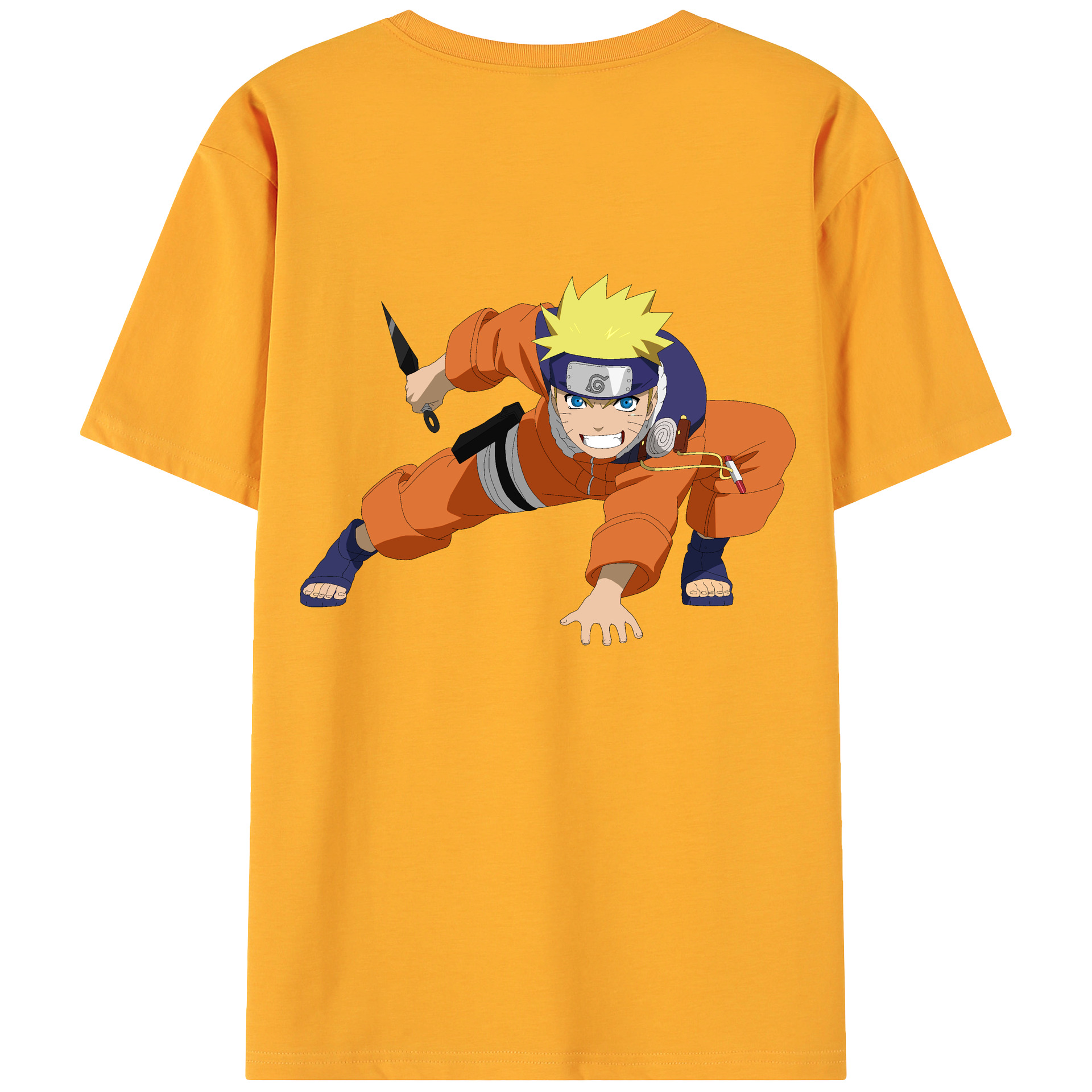 （画像用） NARUTO -ナルト- うずまき ナルト Uzumaki Naruto 綿100％ メンズ半袖Tシャツ（バックプリント） 通気性