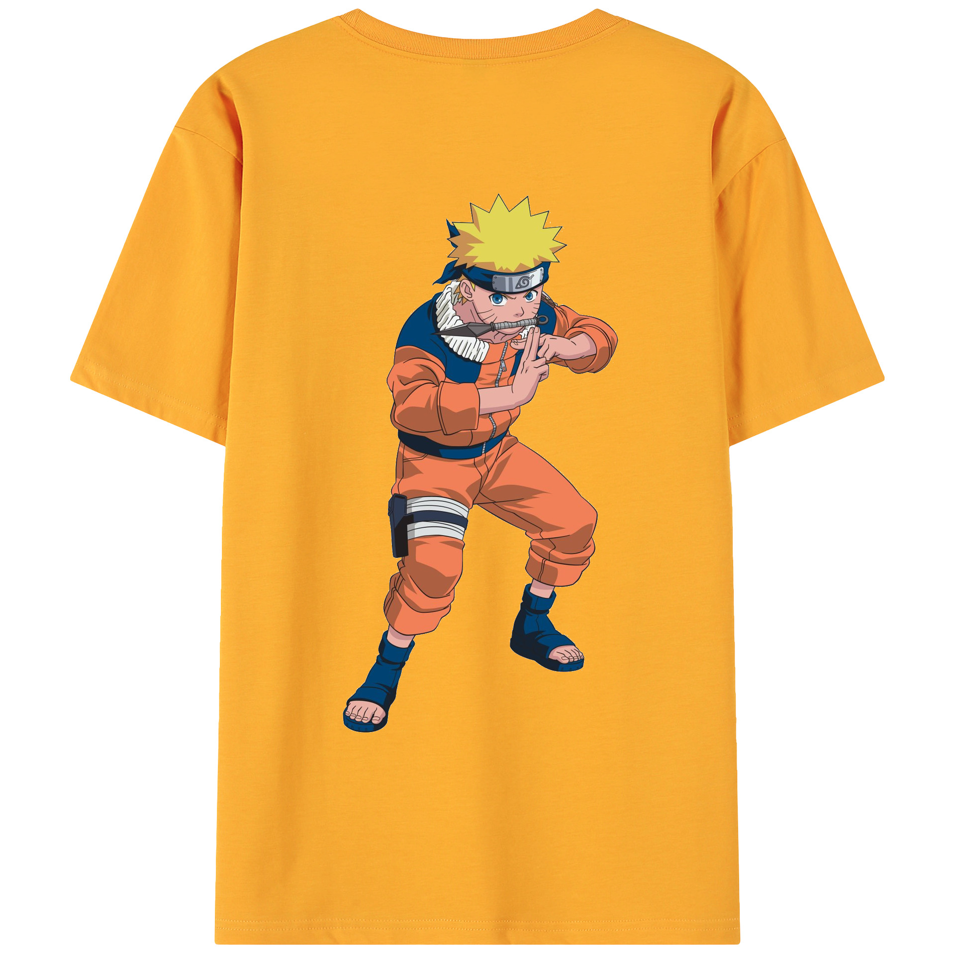 （画像用） NARUTO -ナルト- うずまき ナルト Uzumaki Naruto 綿100％ メンズ半袖Tシャツ（バックプリント） 通気性