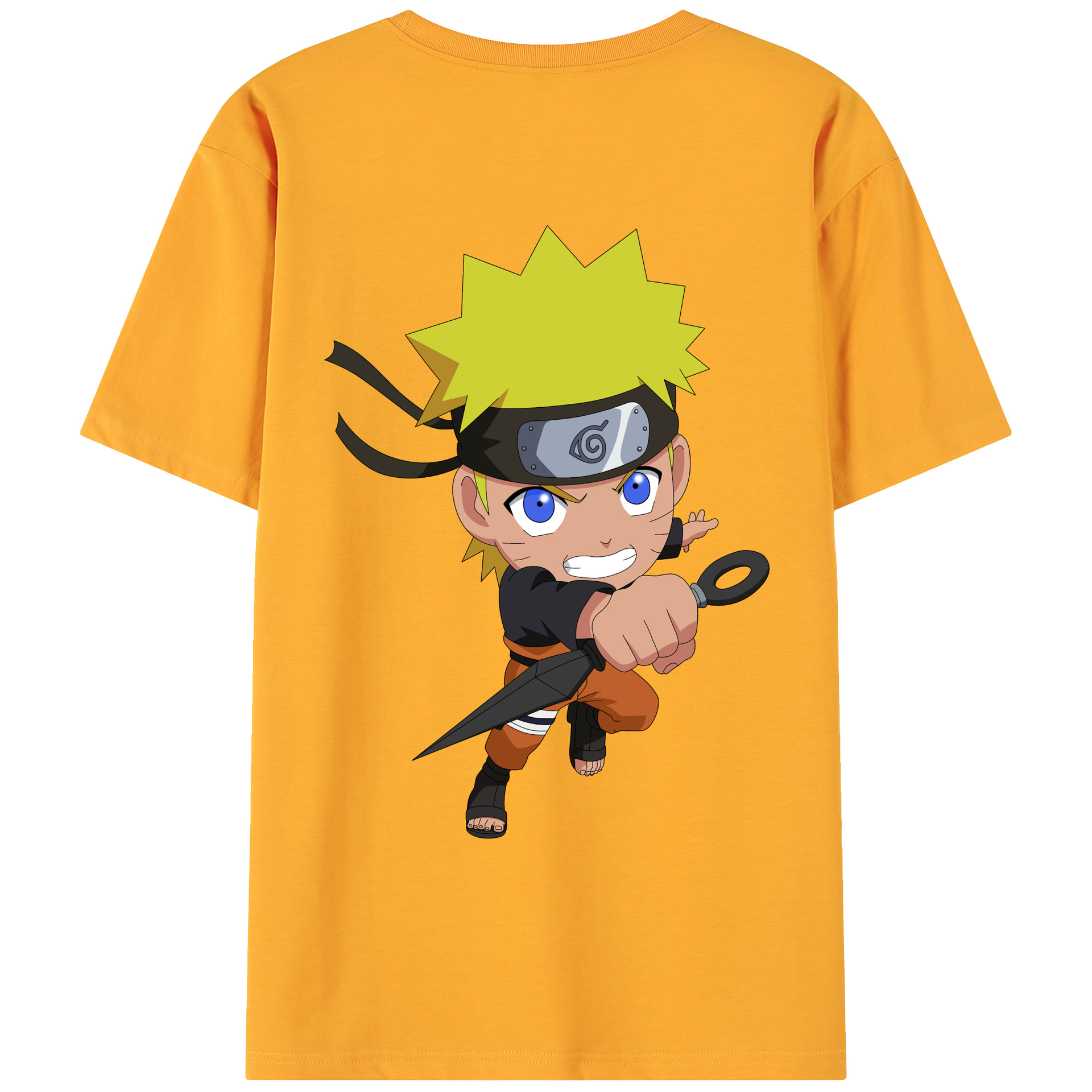 （画像用） NARUTO -ナルト- うずまき ナルト Uzumaki Naruto 綿100％ メンズ半袖Tシャツ（バックプリント） 通気性