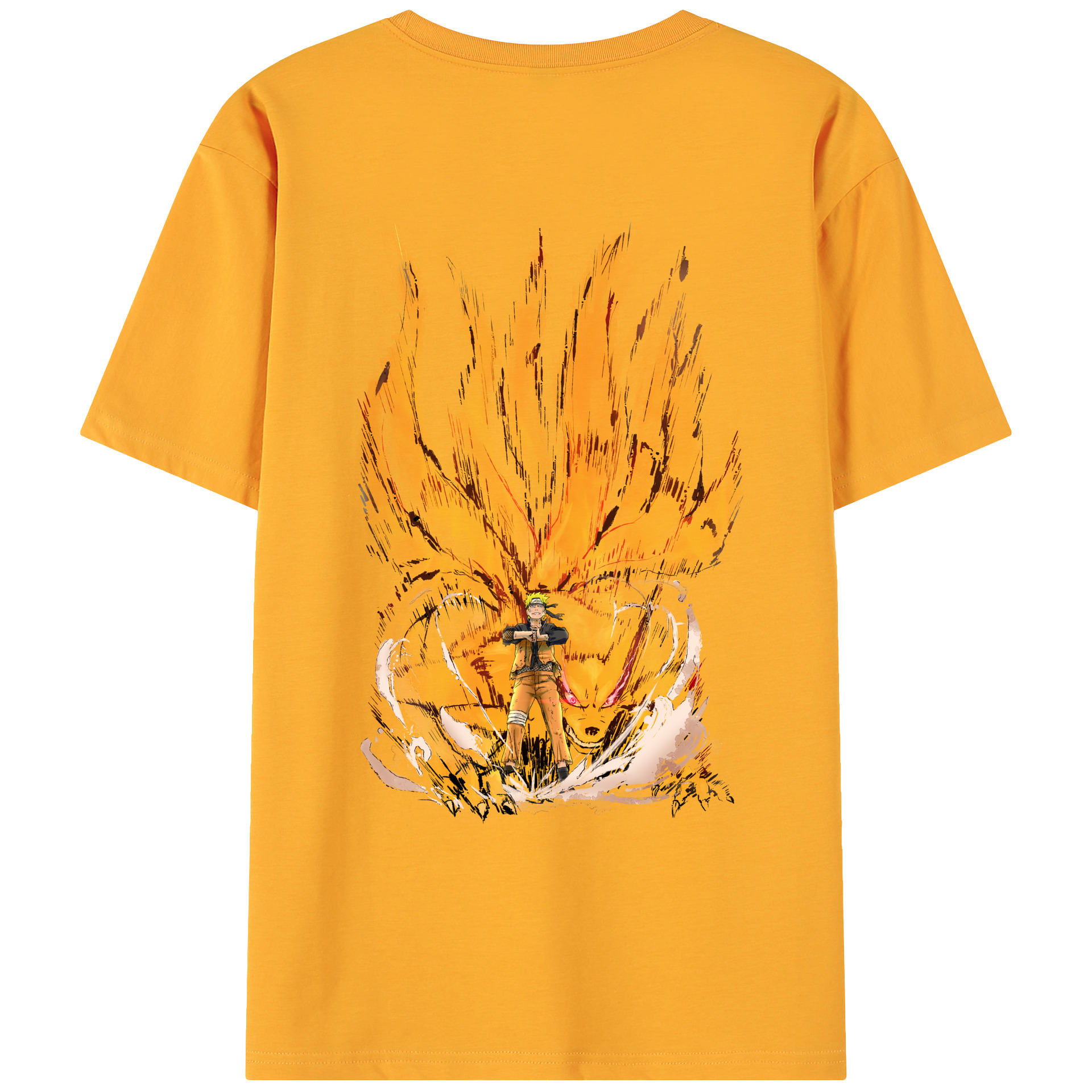 （画像用） NARUTO -ナルト- うずまき ナルト Uzumaki Naruto 綿100％ メンズ半袖Tシャツ（バックプリント） 通気性
