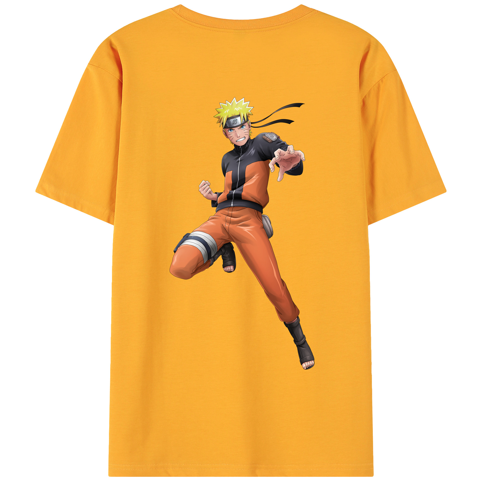 （画像用） NARUTO -ナルト- うずまき ナルト Uzumaki Naruto 綿100％ メンズ半袖Tシャツ（バックプリント） 通気性