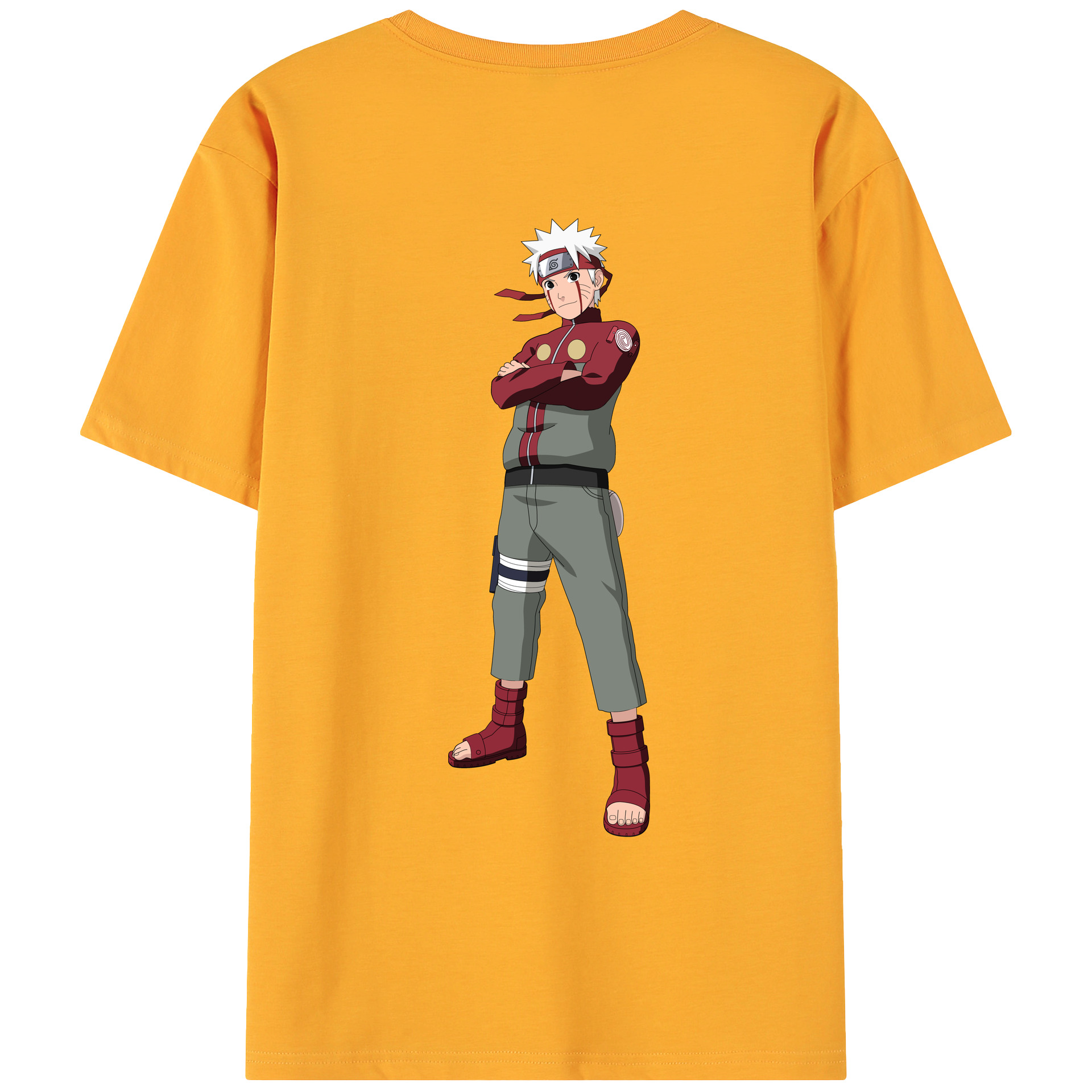 （画像用） NARUTO -ナルト- うずまき ナルト Uzumaki Naruto 綿100％ メンズ半袖Tシャツ（バックプリント） 通気性