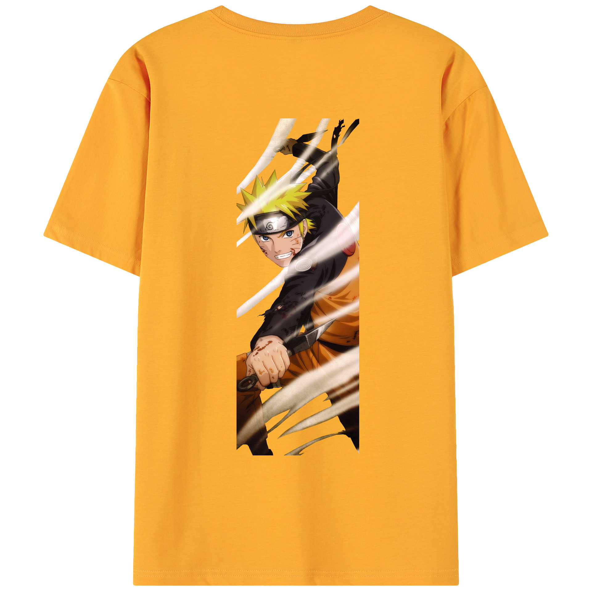 （画像用） NARUTO -ナルト- うずまき ナルト Uzumaki Naruto 綿100％ メンズ半袖Tシャツ（バックプリント） 通気性