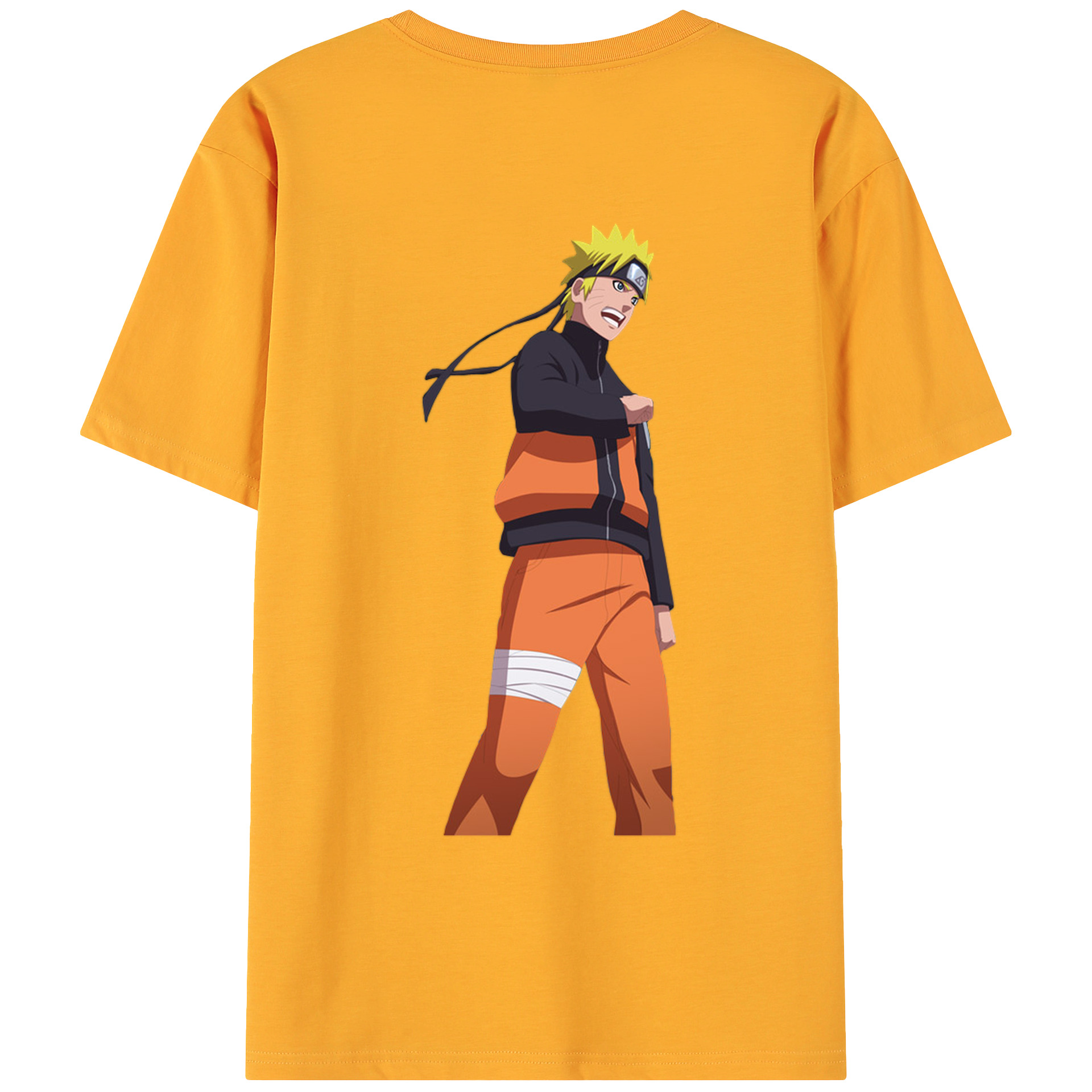 （画像用） NARUTO -ナルト- うずまき ナルト Uzumaki Naruto 綿100％ メンズ半袖Tシャツ（バックプリント） 通気性