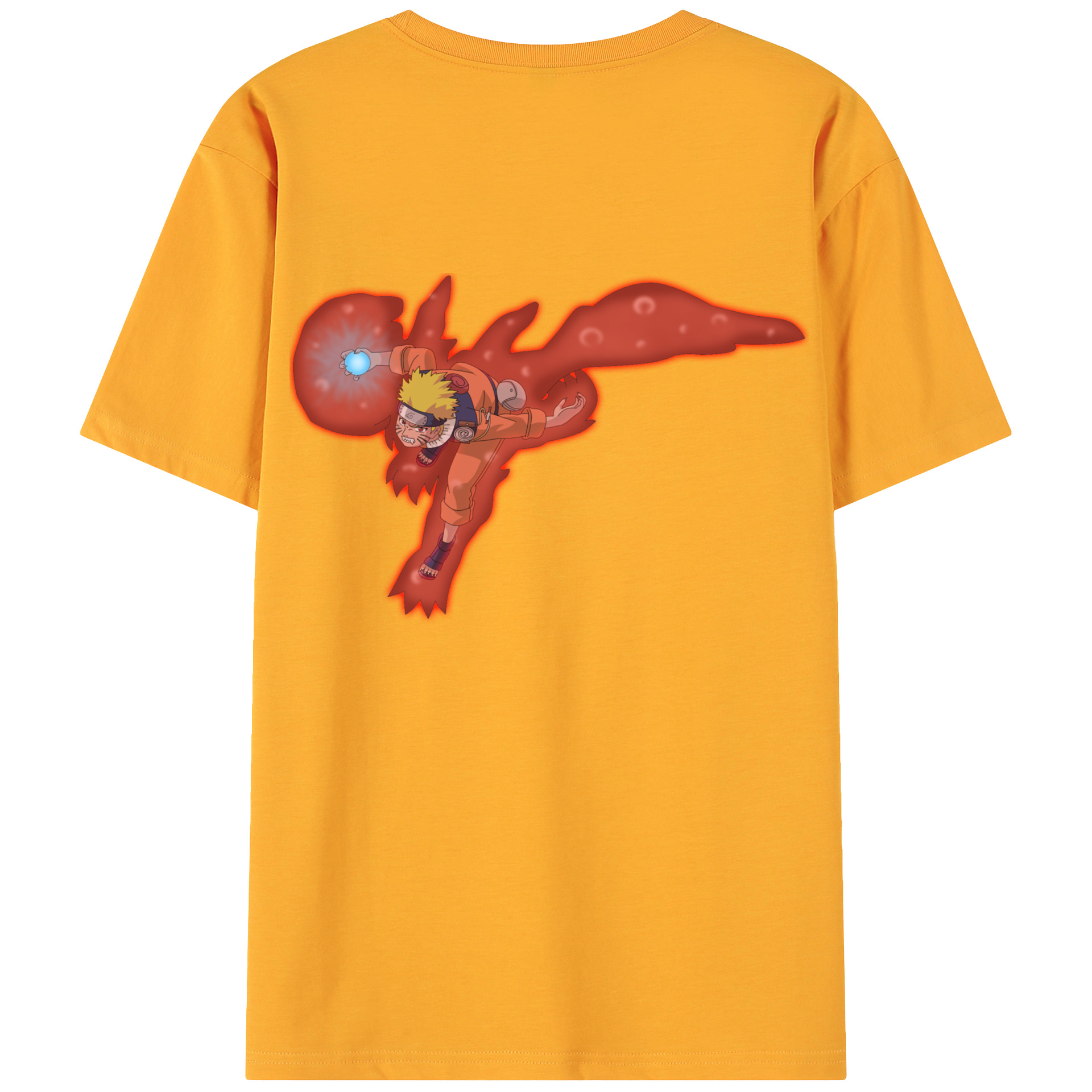 （画像用） NARUTO -ナルト- うずまき ナルト Uzumaki Naruto 綿100％ メンズ半袖Tシャツ（バックプリント） 通気性