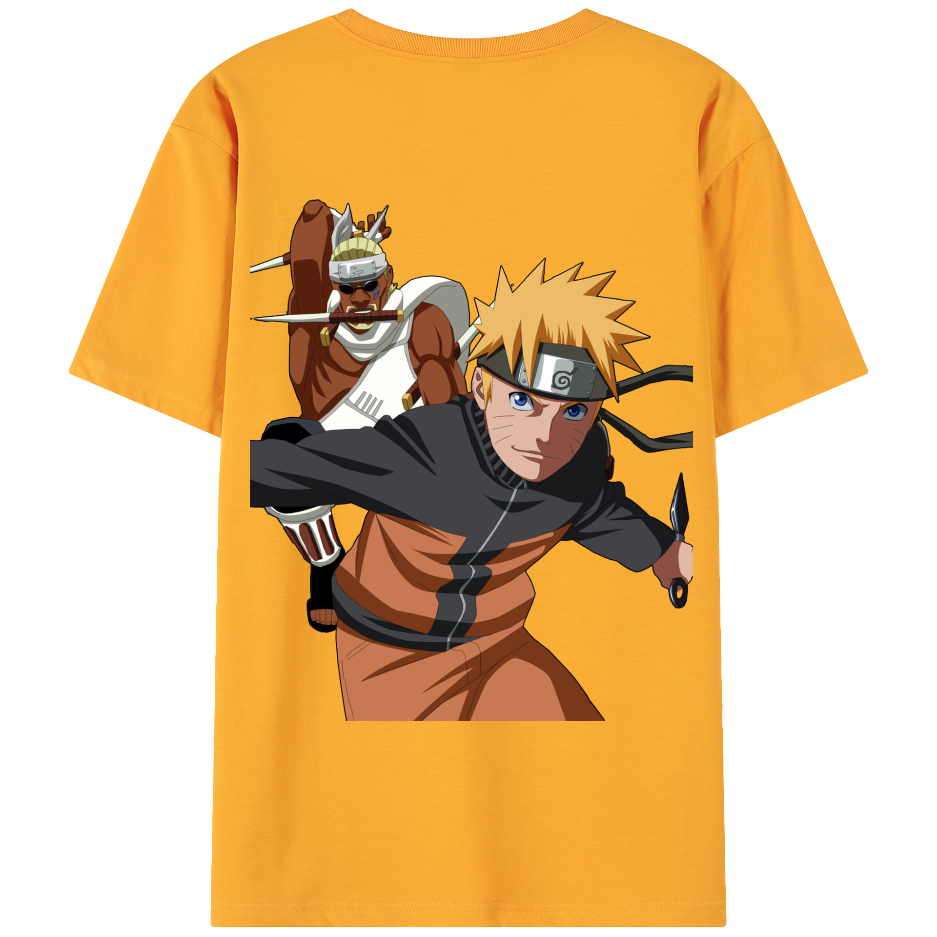 （画像用） NARUTO -ナルト- うずまき ナルト Uzumaki Naruto 綿100％ メンズ半袖Tシャツ（バックプリント） 通気性