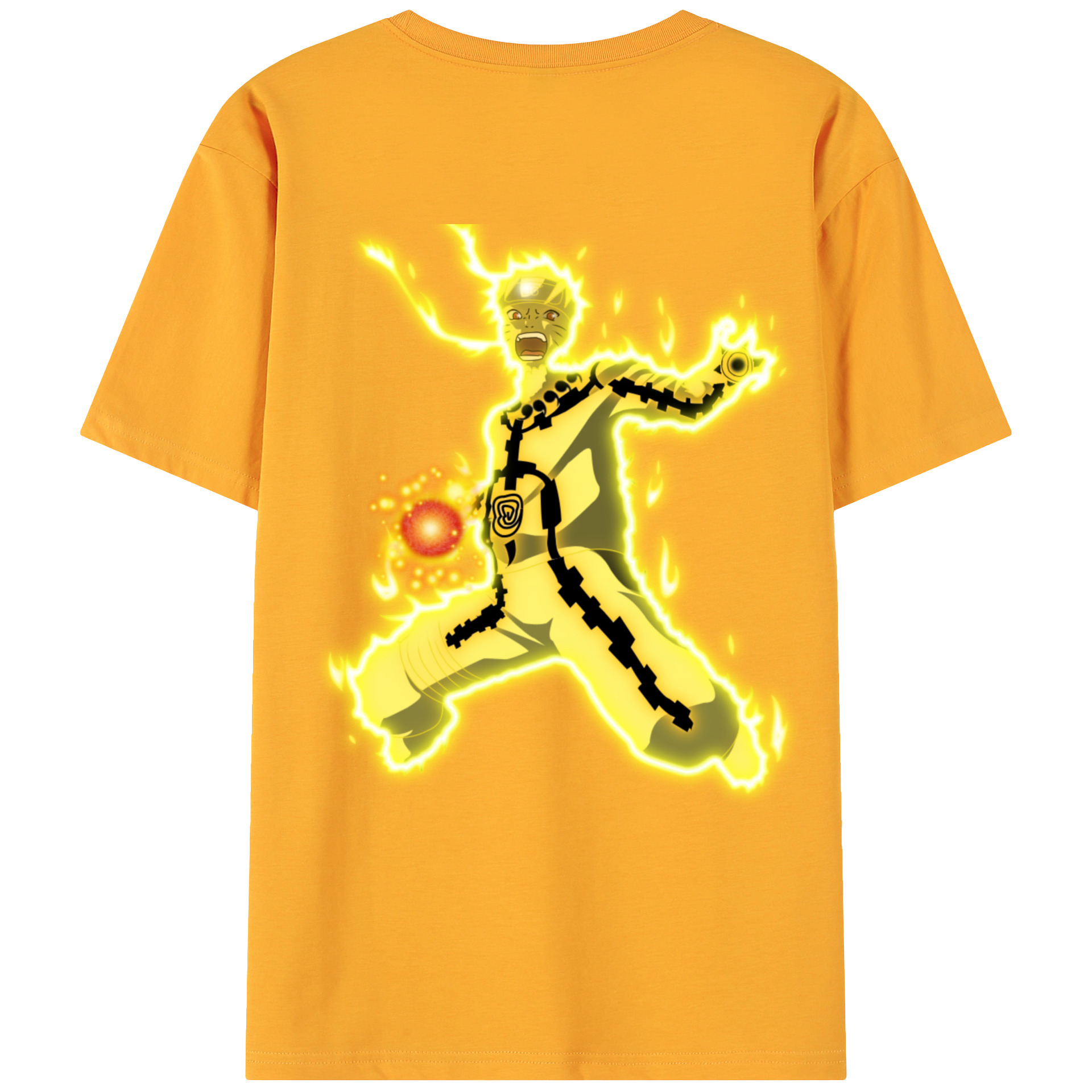 （画像用） NARUTO -ナルト- うずまき ナルト Uzumaki Naruto 綿100％ メンズ半袖Tシャツ（バックプリント） 通気性