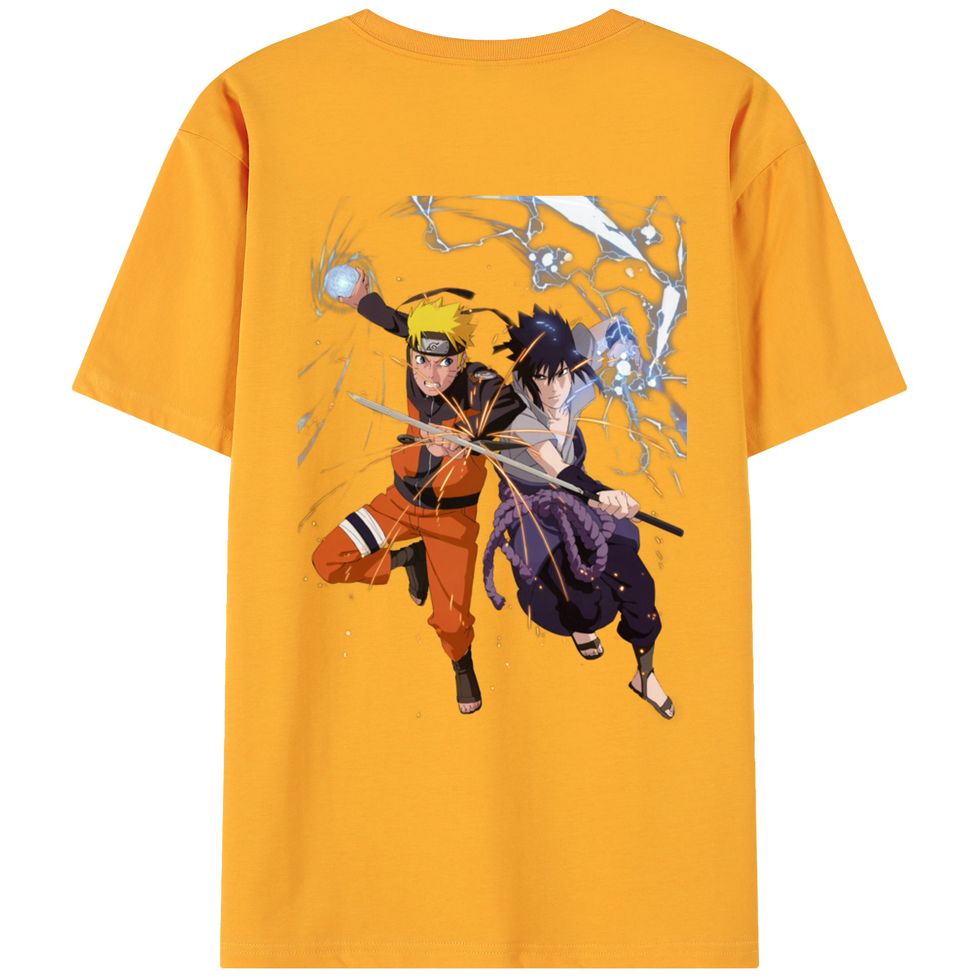 （画像用） NARUTO -ナルト- うずまき ナルト Uzumaki Naruto 綿100％ メンズ半袖Tシャツ（バックプリント） 通気性