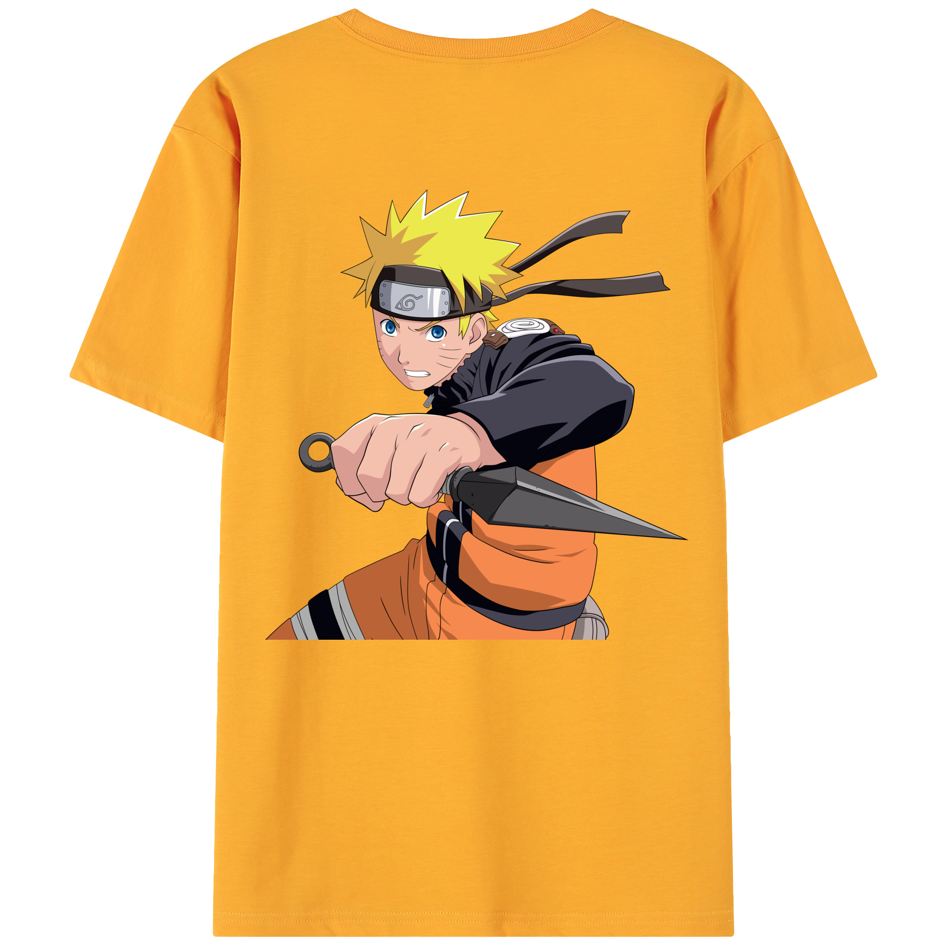 （画像用） NARUTO -ナルト- うずまき ナルト Uzumaki Naruto 綿100％ メンズ半袖Tシャツ（バックプリント） 通気性