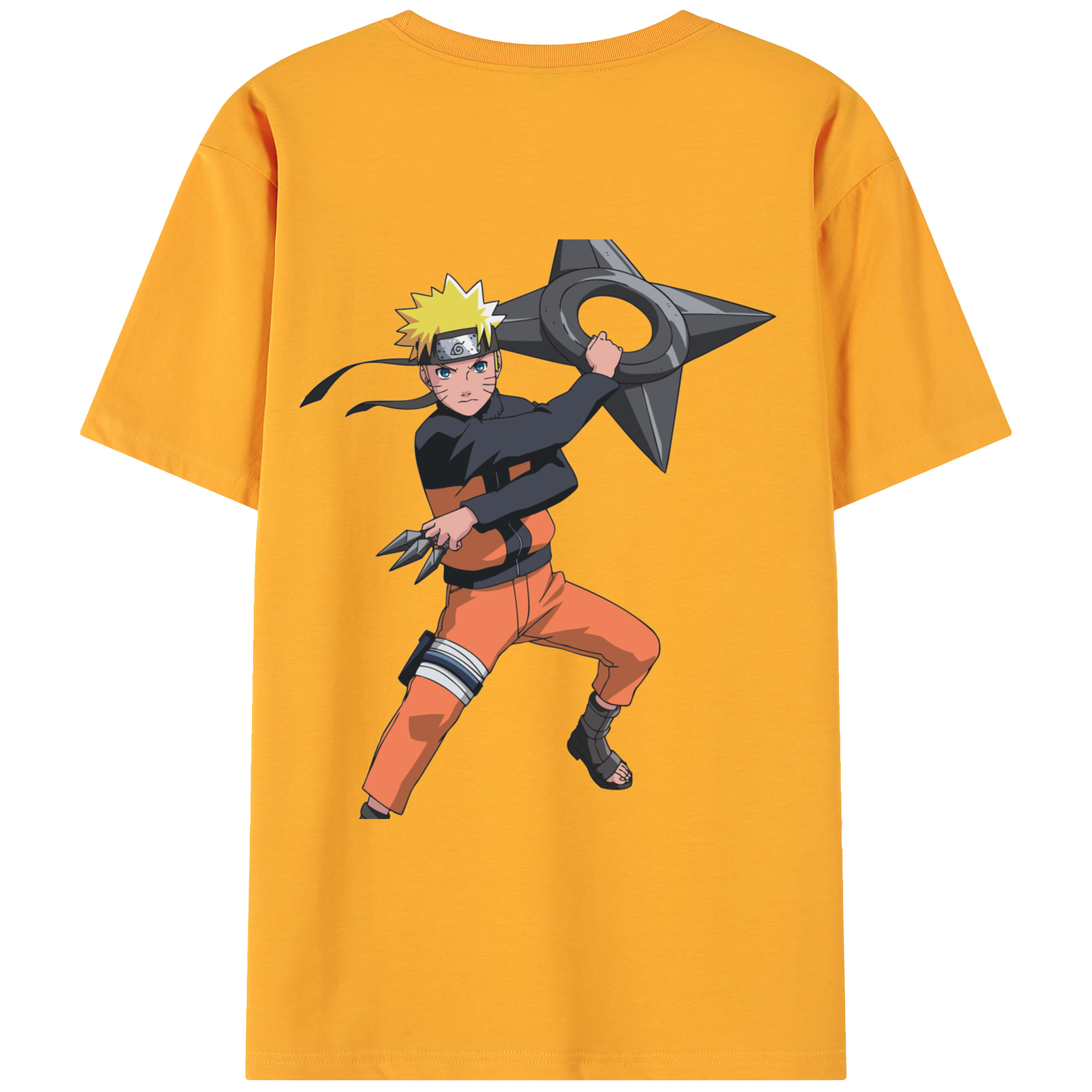（画像用） NARUTO -ナルト- うずまき ナルト Uzumaki Naruto 綿100％ メンズ半袖Tシャツ（バックプリント） 通気性