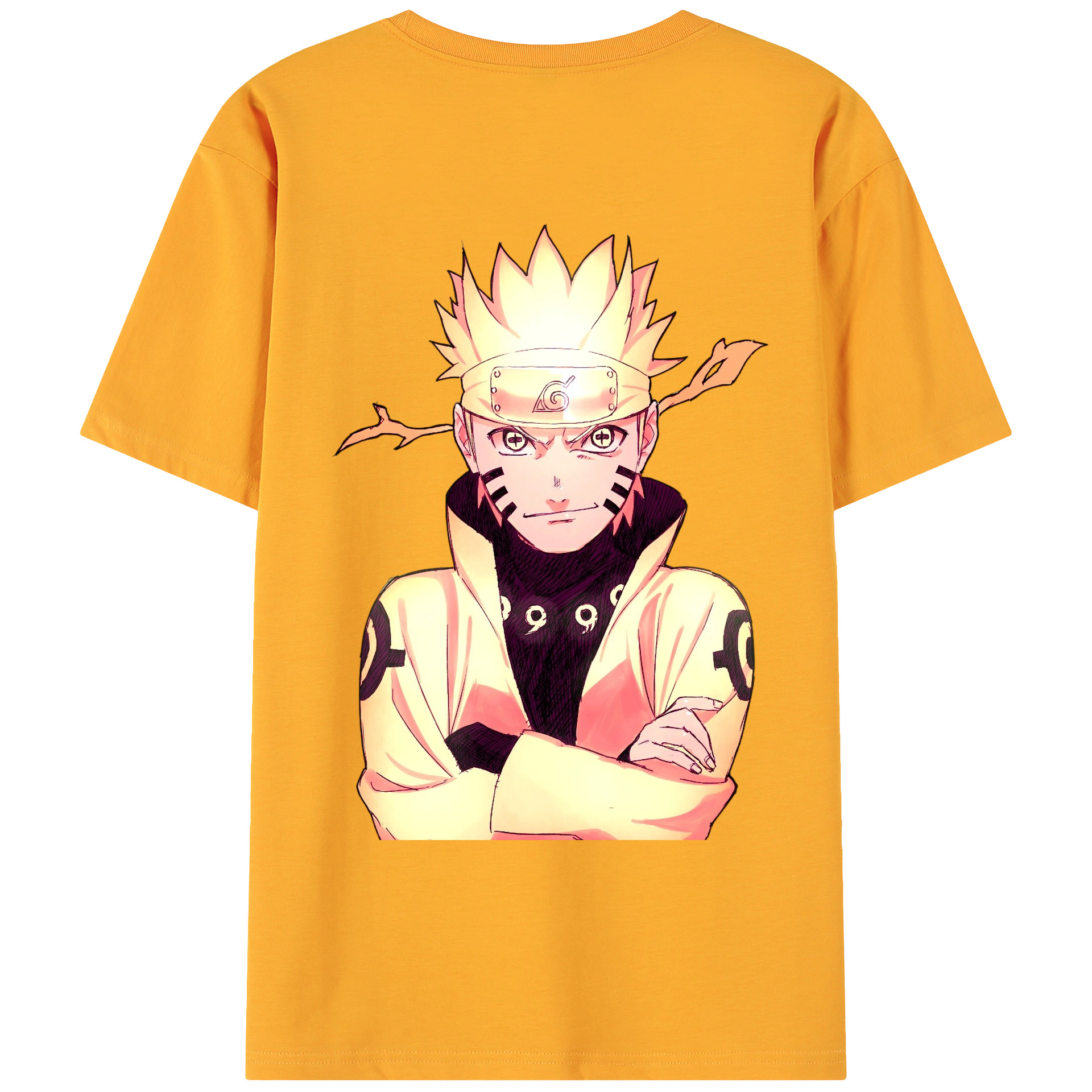 （画像用） NARUTO -ナルト- うずまき ナルト Uzumaki Naruto 綿100％ メンズ半袖Tシャツ（バックプリント） 通気性