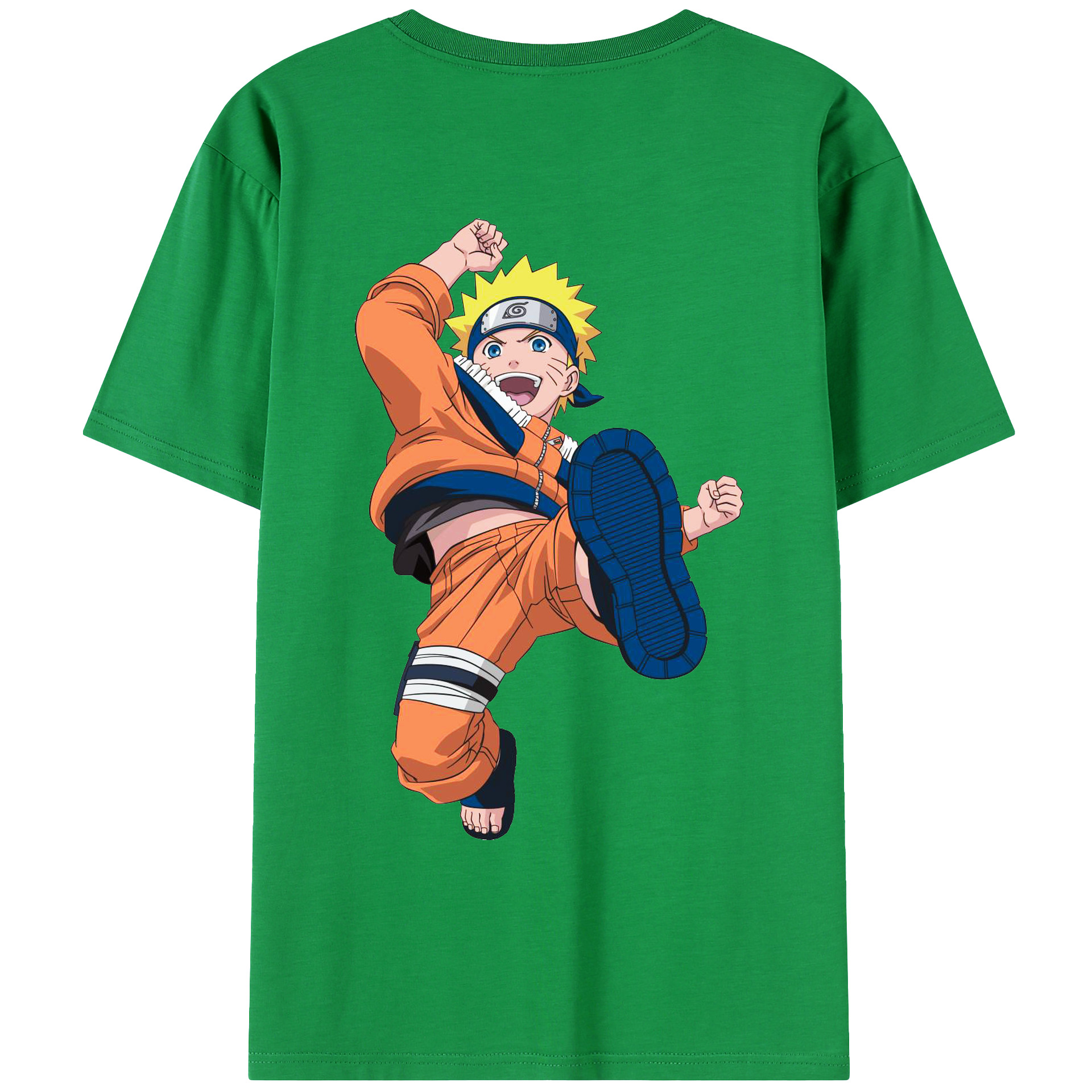 （画像用） NARUTO -ナルト- うずまき ナルト Uzumaki Naruto 綿100％ メンズ半袖Tシャツ（バックプリント） 通気性