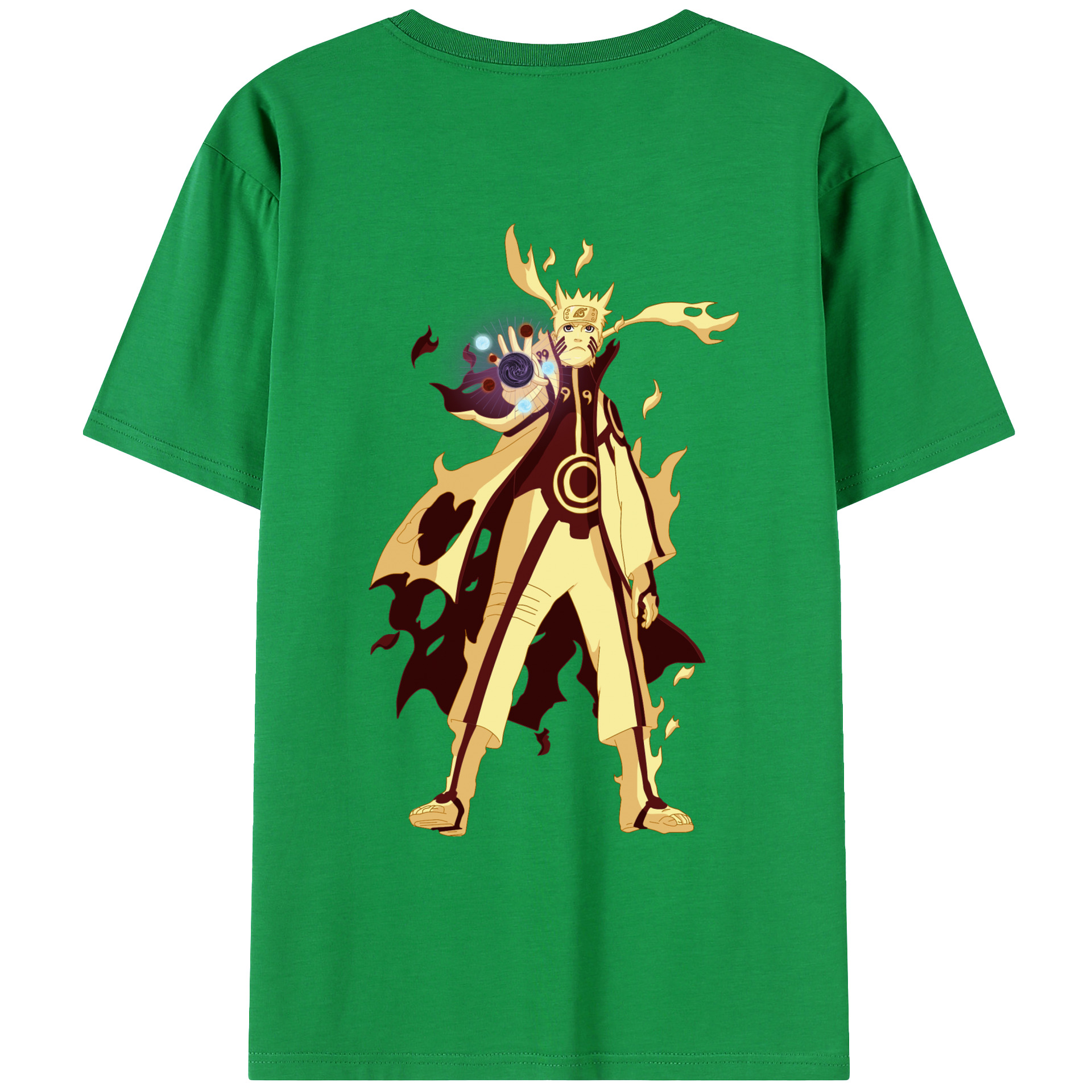 （画像用） NARUTO -ナルト- うずまき ナルト Uzumaki Naruto 綿100％ メンズ半袖Tシャツ（バックプリント） 通気性