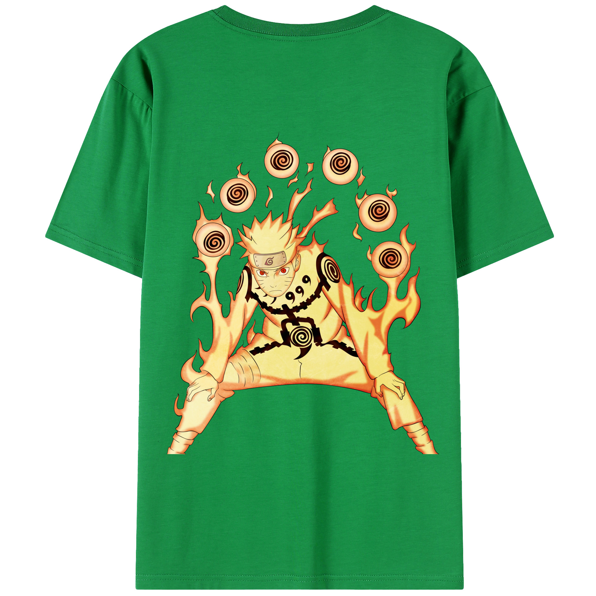 （画像用） NARUTO -ナルト- うずまき ナルト Uzumaki Naruto 綿100％ メンズ半袖Tシャツ（バックプリント） 通気性